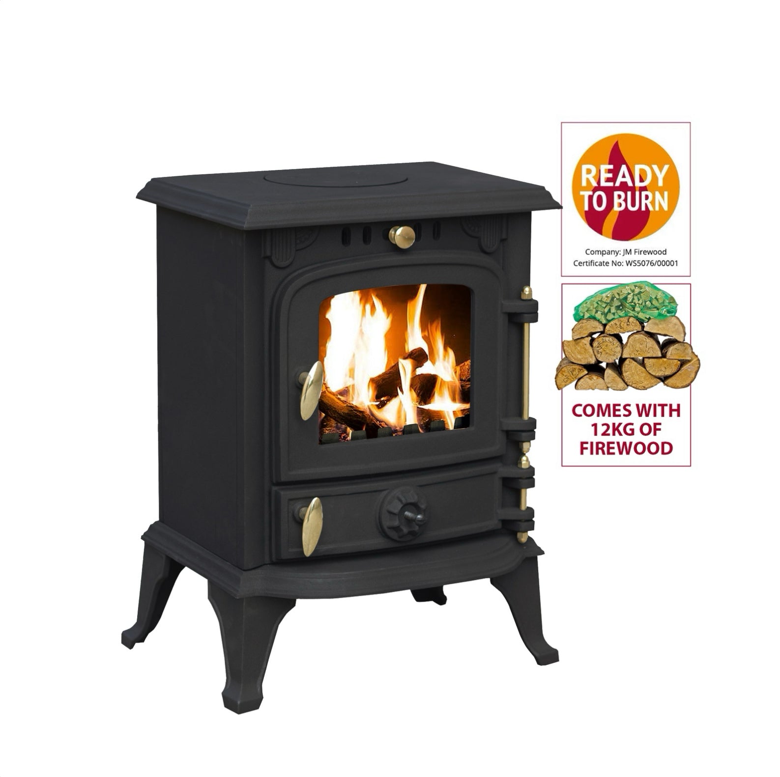 Royal Fire 4.5kW Cast Iron Multifuel Stove + Firewood Starter Kit