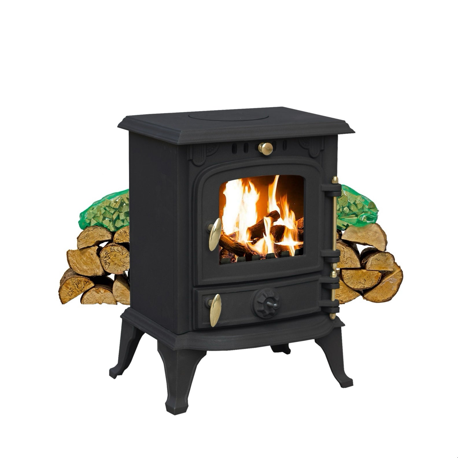 Royal Fire 4.5kW Cast Iron Multifuel Stove + Firewood Starter Kit