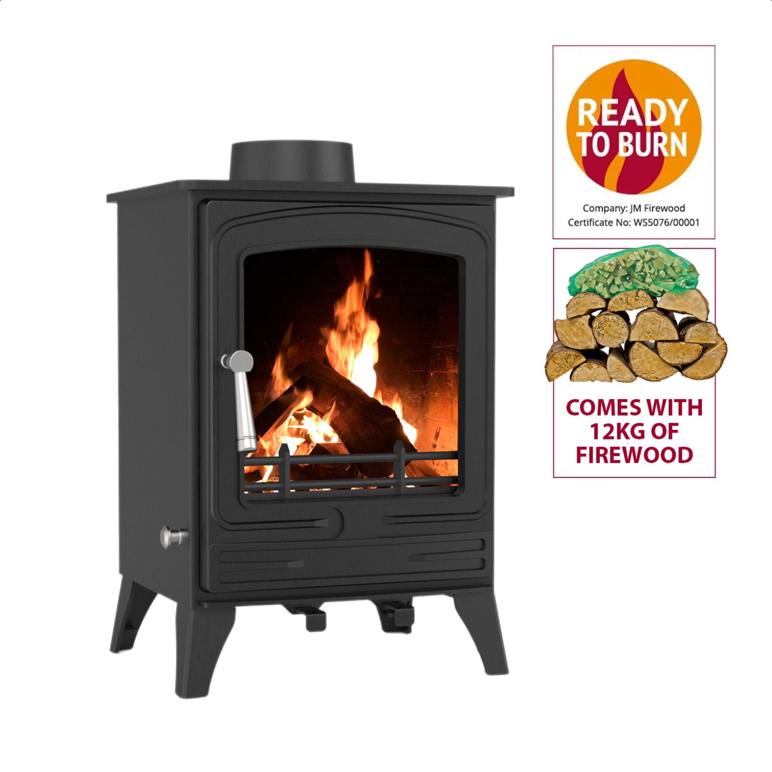Royal Fire 5kW Steel Eco Multifuel Stove + Firewood Starter Kit