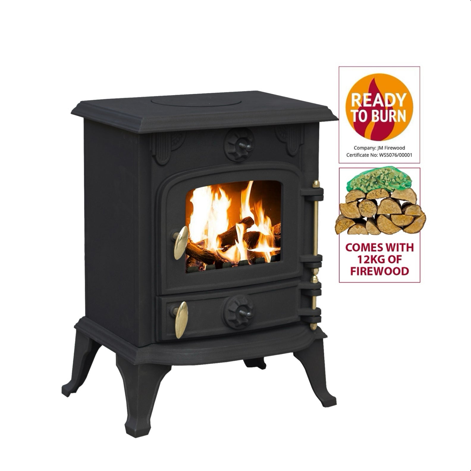 Royal Fire 5kW Cast Iron Multifuel Stove + Firewood Starter Kit