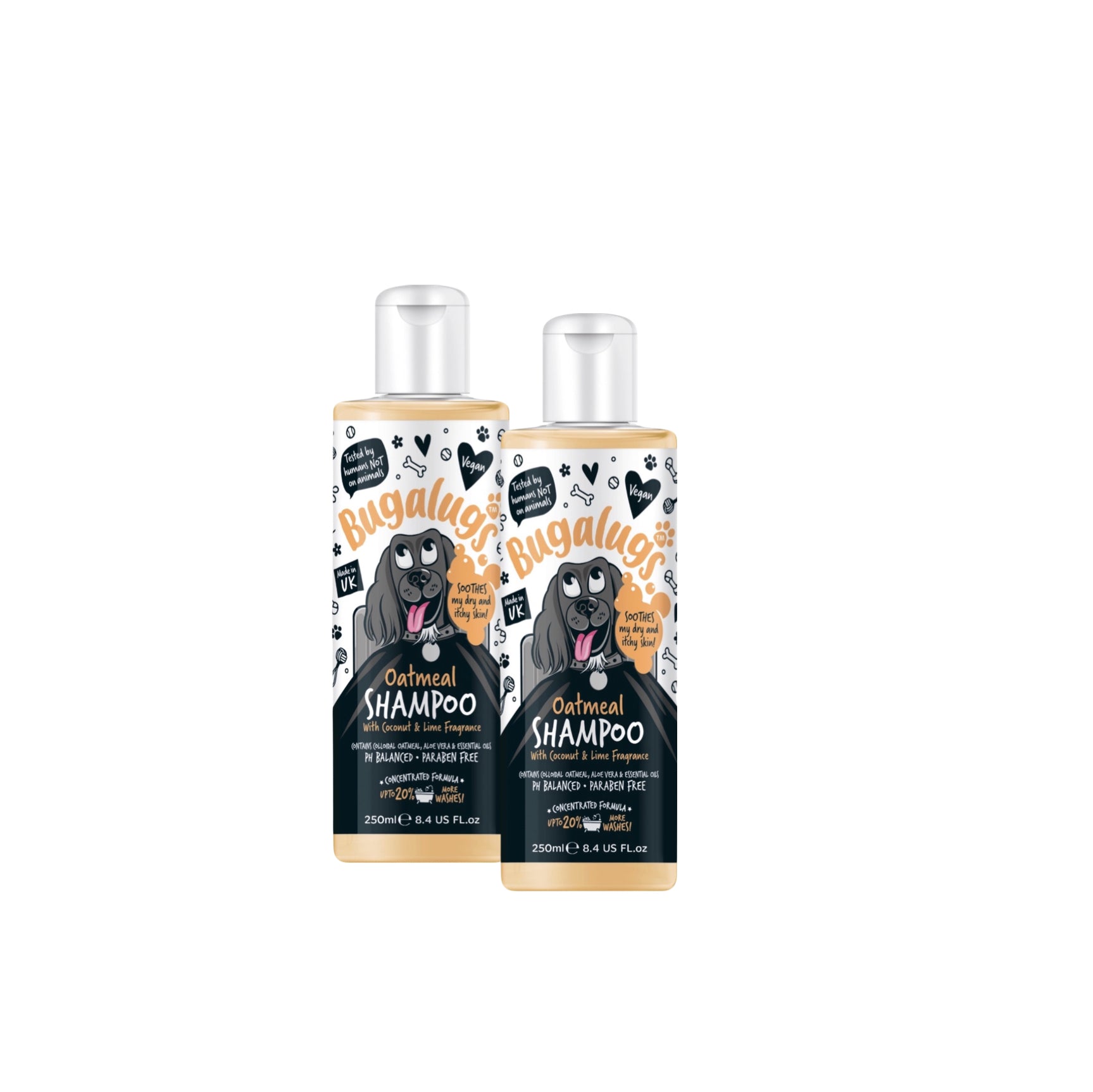 Bugalugs Dog Shampoo Oatmeal & Aloe 250ml - Pack of 2