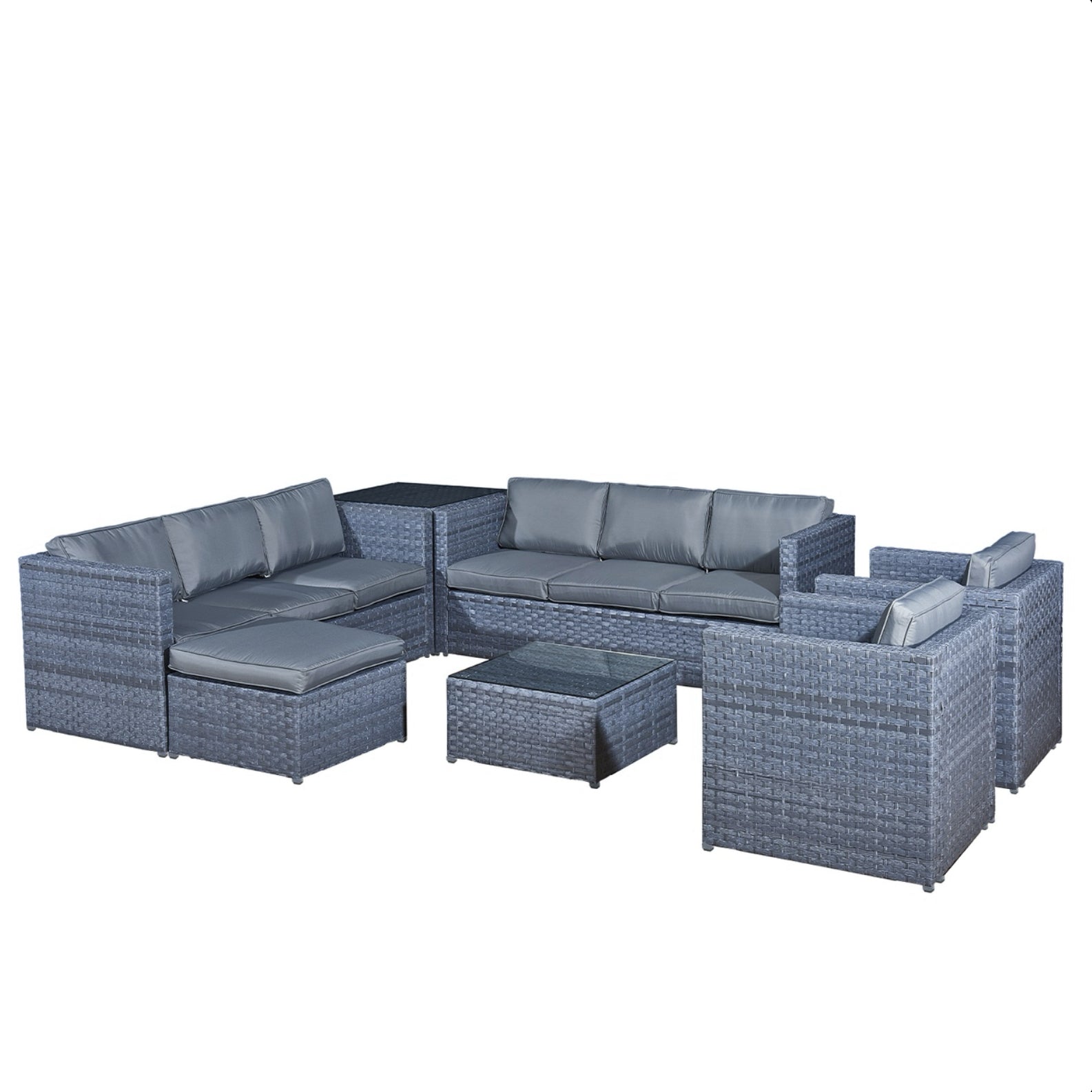 Oseasons Malta Rattan 9 Seat U-Shape Set in Ocean Grey