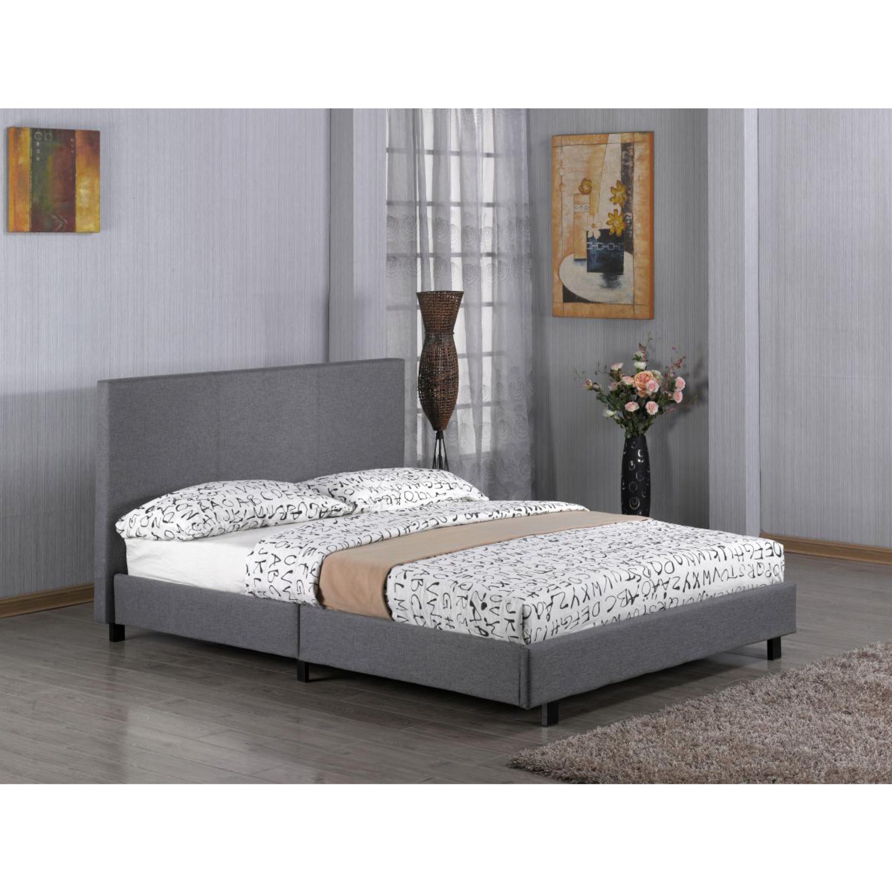 Fusion Fabric King Size Bed Grey