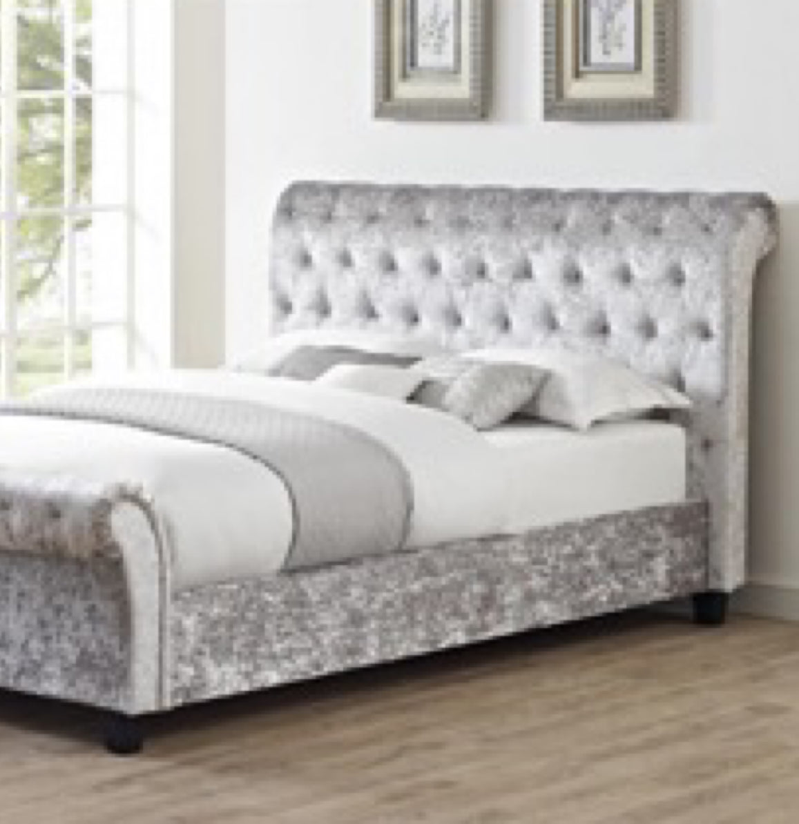 Casablanca HFE Crushed Velvet Double Bed Grey