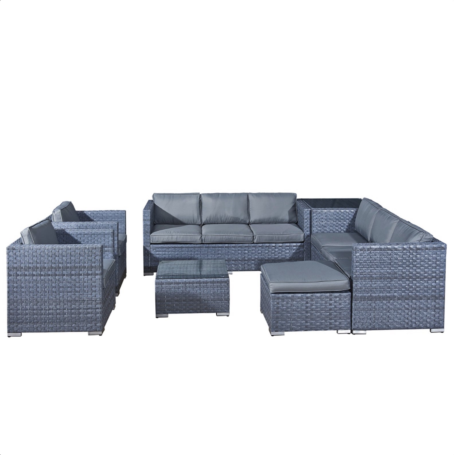 Oseasons Malta XS Rattan 9 Seat U-Shape Set in Ocean Grey