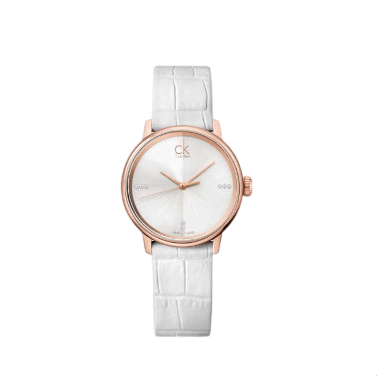 Calvin Klein Skirt Gold Quartz White Leather Ladies Watch K2U236KW