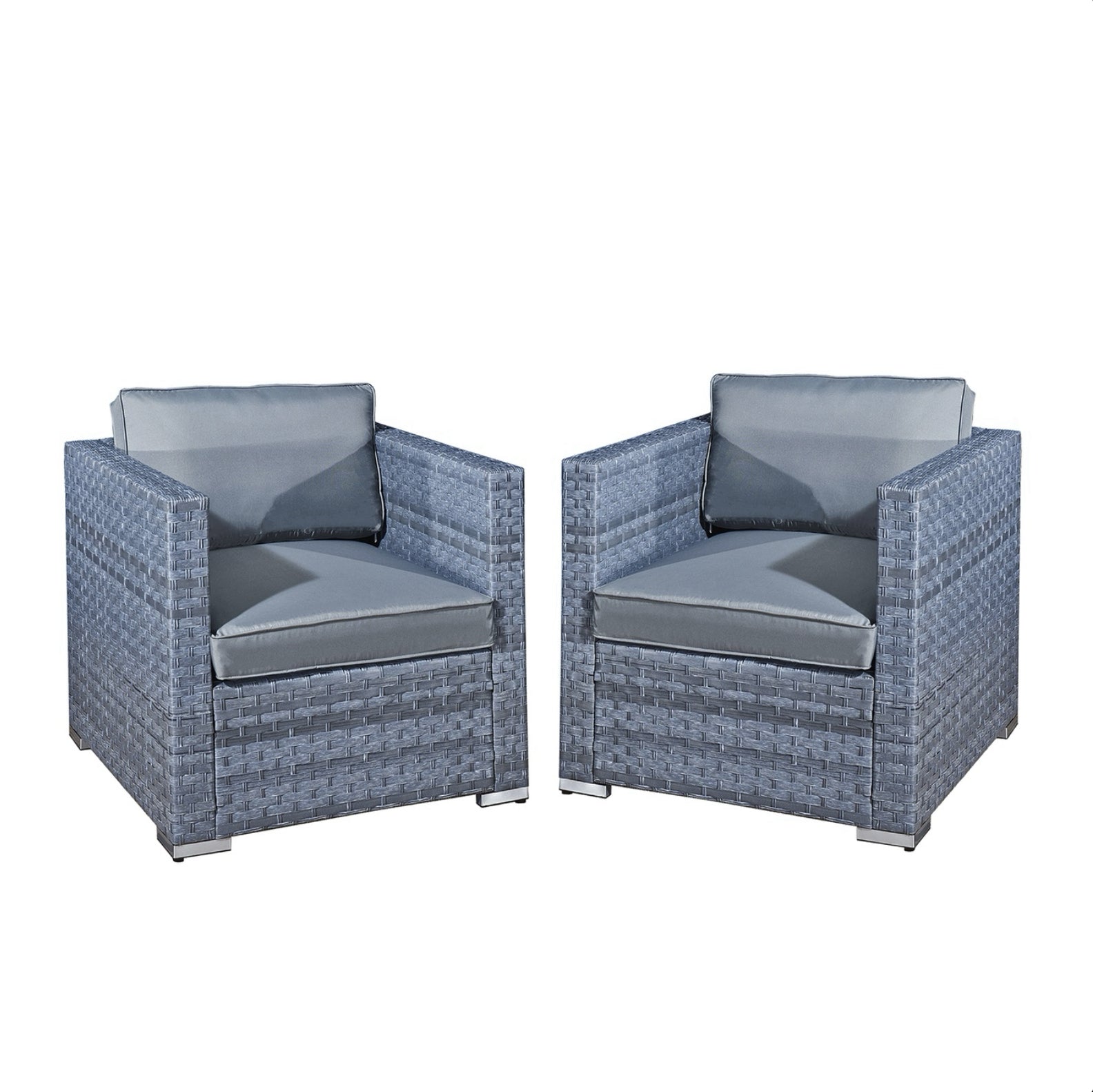 Oseasons Malta Rattan 2 Seat Twin Chair Set in Ocean Grey