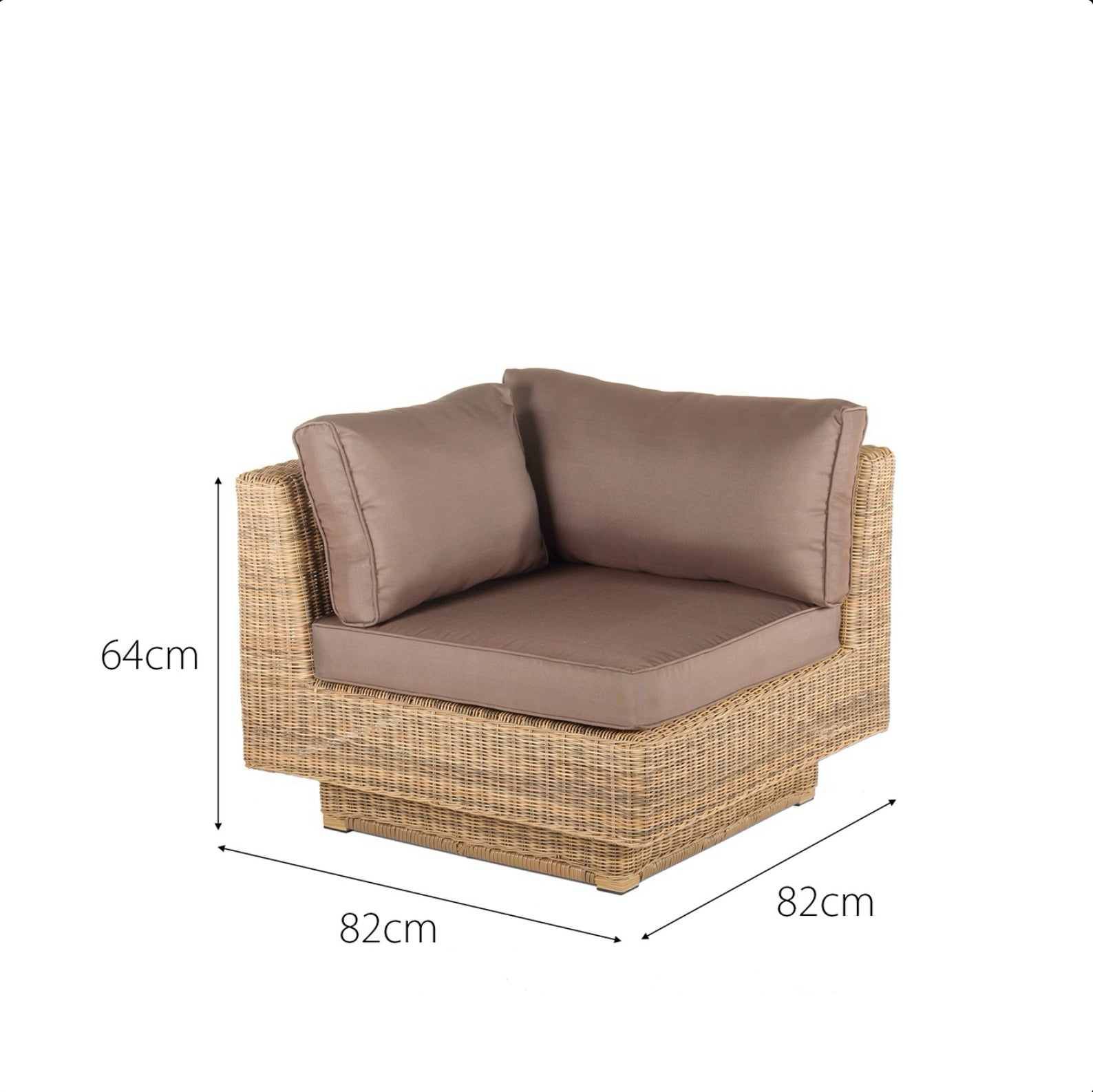 Cozy Bay Chicago Rattan 6 Seater Deluxe Modular Lounge Set in 4 Seasons with Brown Cushions