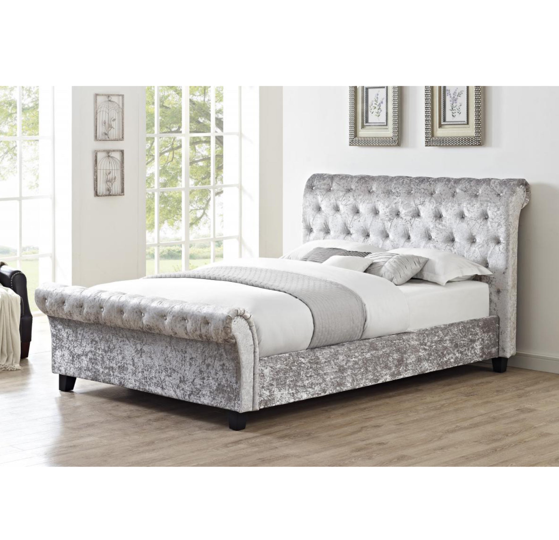 Casablanca HFE Crushed Velvet King Size Bed Grey