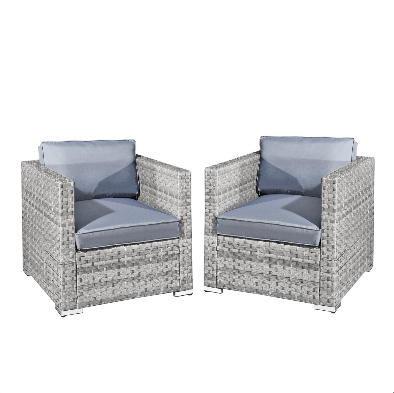 Oseasons Malta Rattan 2 Seat Twin Chair Set in Dove Grey