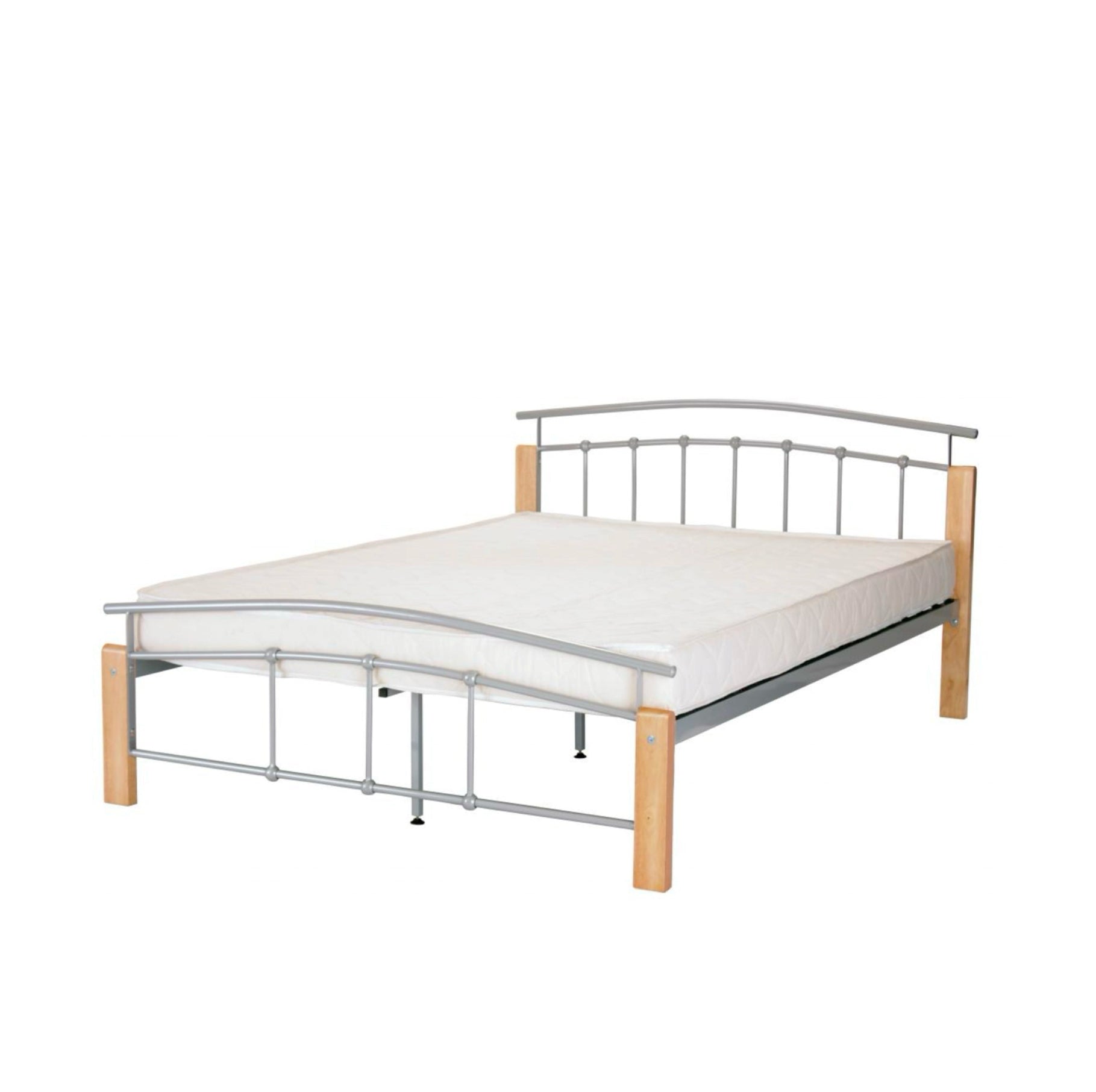 Tetras King Size Bed Silver & Beech