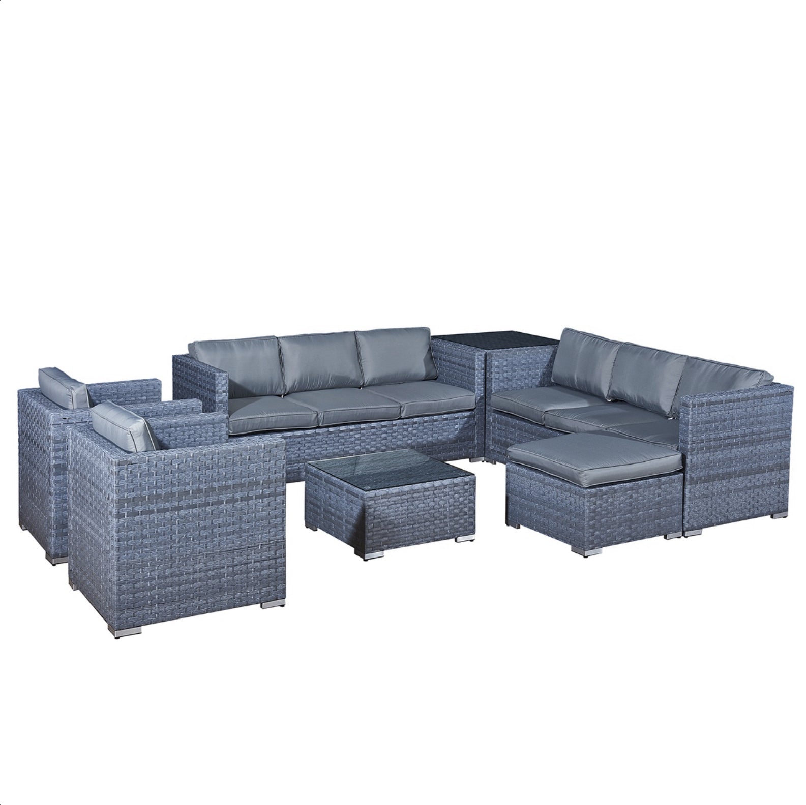 Oseasons Malta XS Rattan 9 Seat U-Shape Set in Ocean Grey