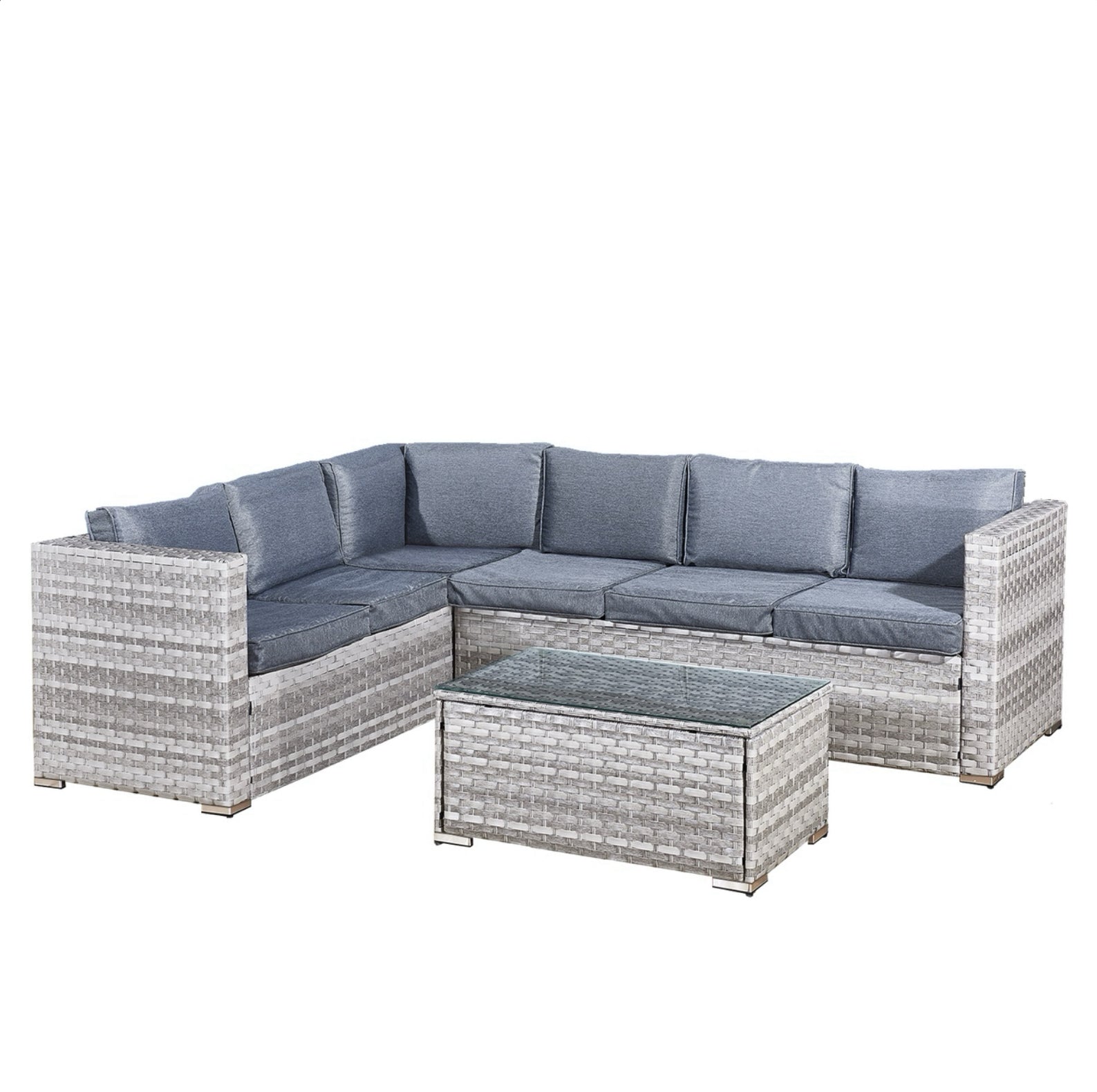 Oseasons Acorn Rattan 6 Seat Corner Sofa Set in Dove Grey