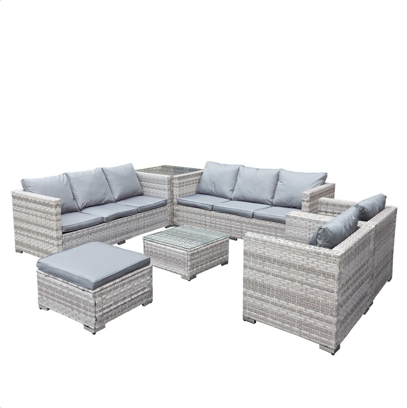 Oseasons Malta XS Rattan 9 Seat U-Shape Set in Dove Grey