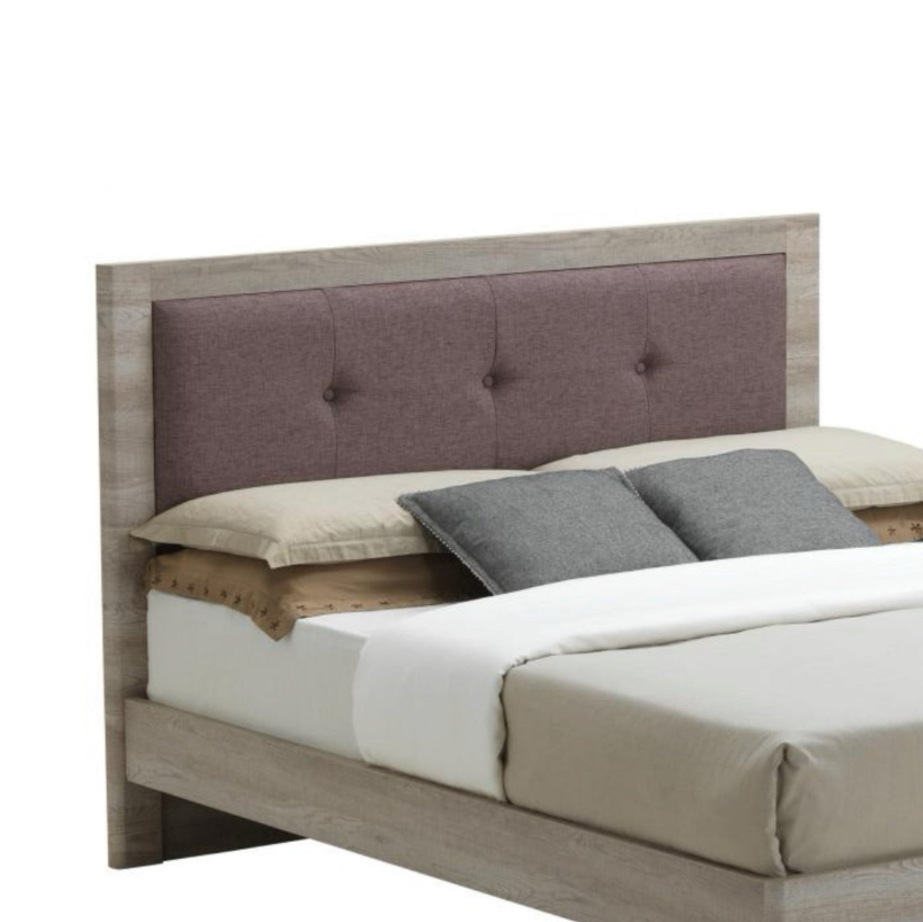 Belvoir Double Bed Grey Oak & Mocca Fabric