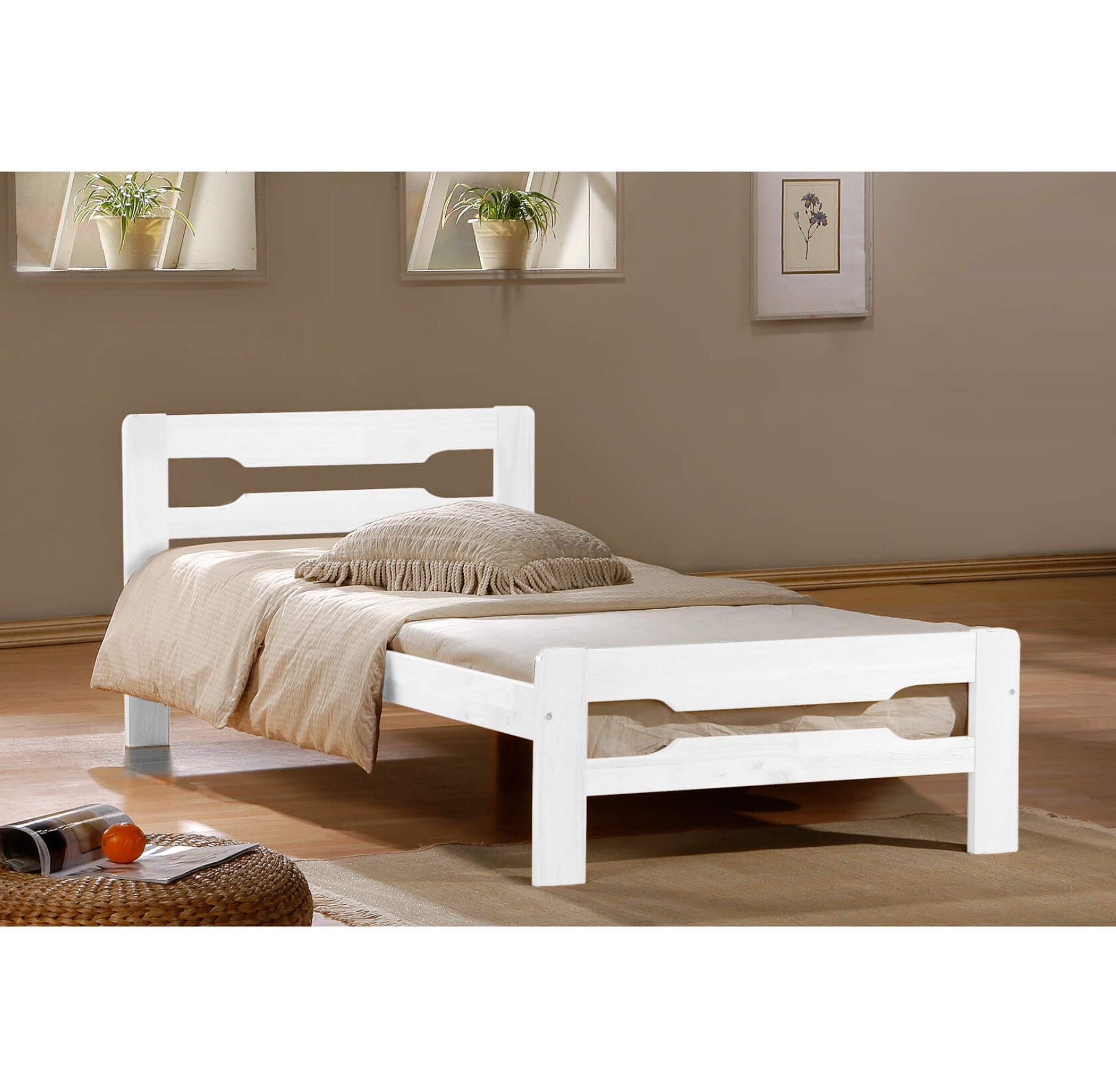 Amelia Solid Wood Single Bed White