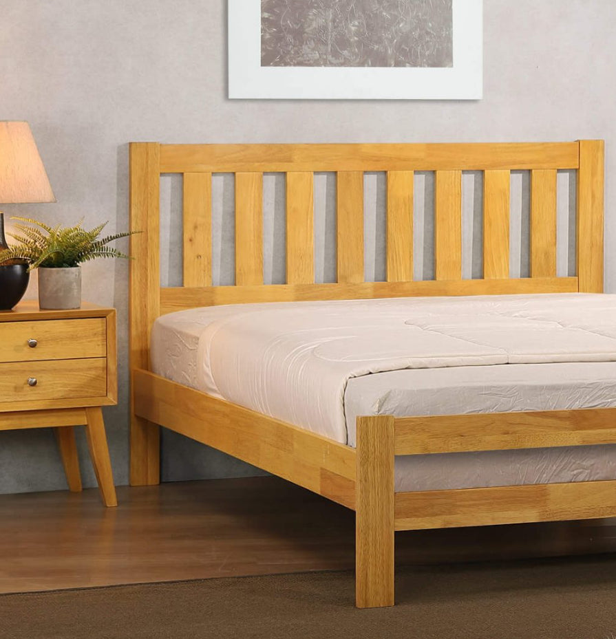 Kempton King Size Bed Solid Hardwood Natural Oak