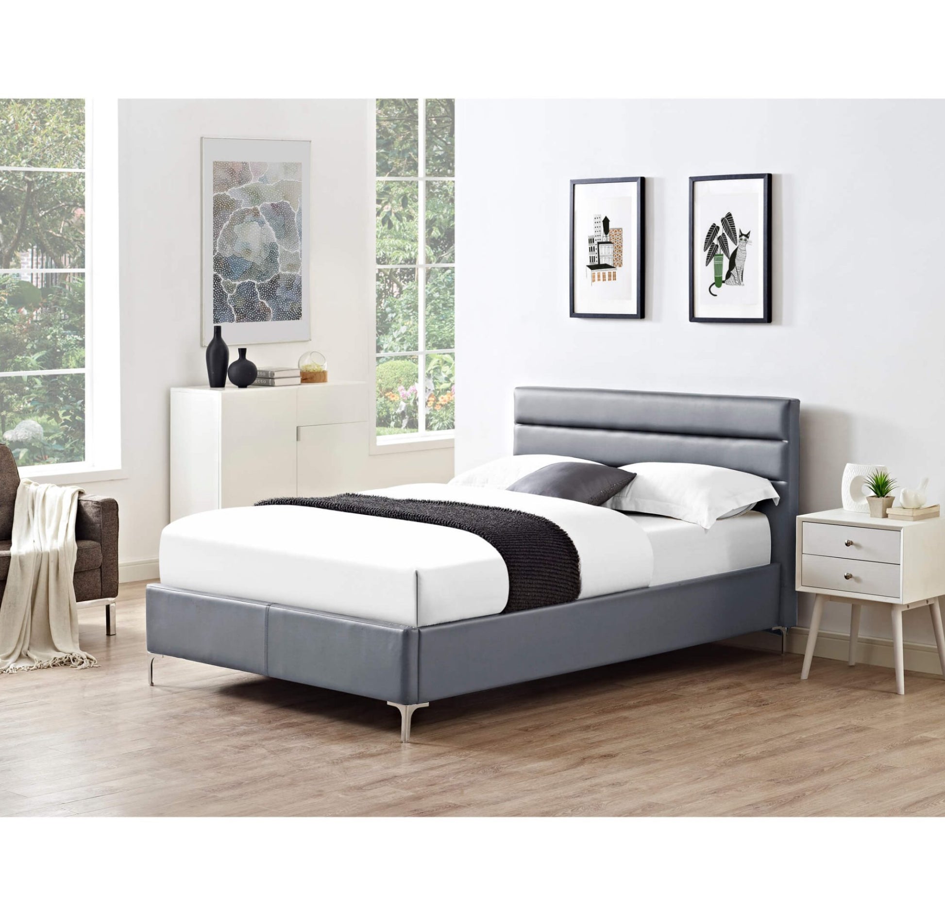 Arco PU Single Bed Grey