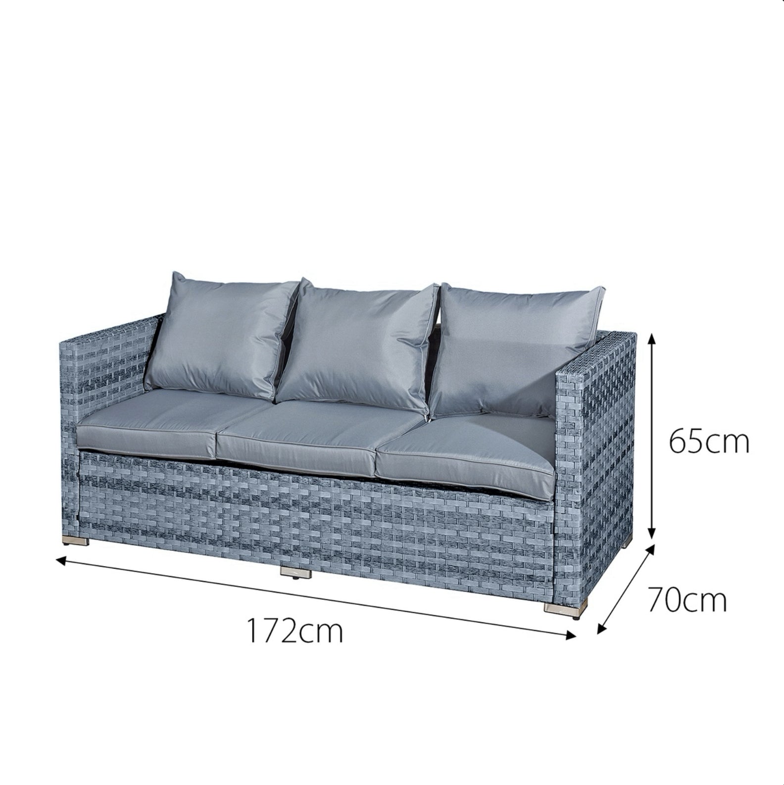 Oseasons Acorn Rattan 5 Seat Lounge Sofa Set in Ocean Grey with Grey Cushions