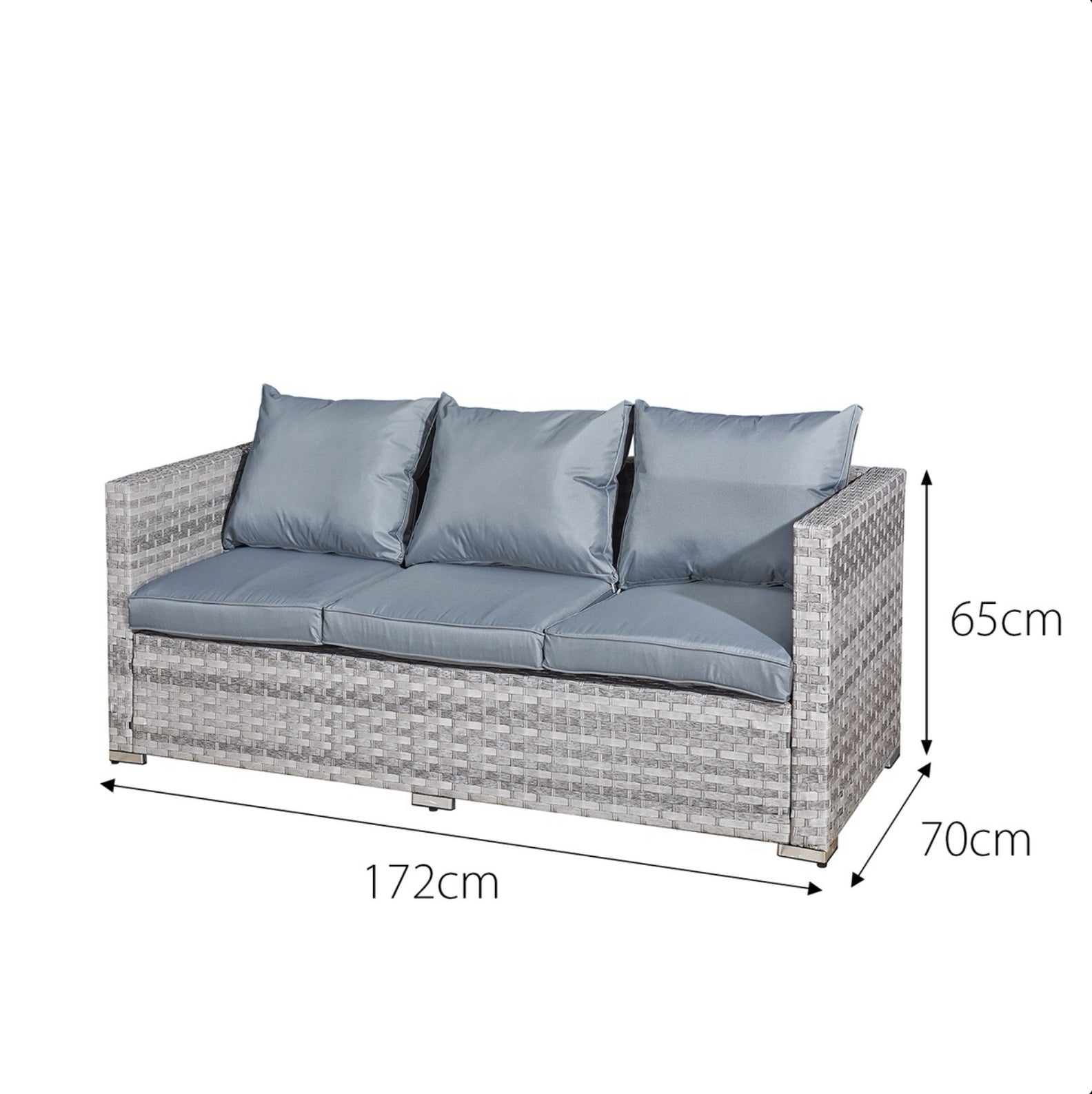 Oseasons Acorn Rattan 5 Seat Lounge Sofa Set in Dove Grey with Grey Cushions