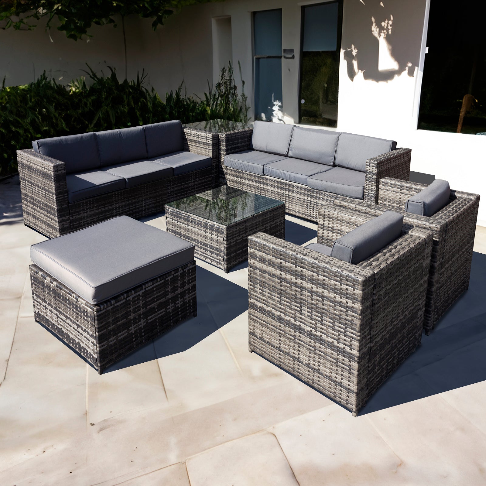 Oseasons Malta Rattan 9 Seat U-Shape Set in Walnut Grey