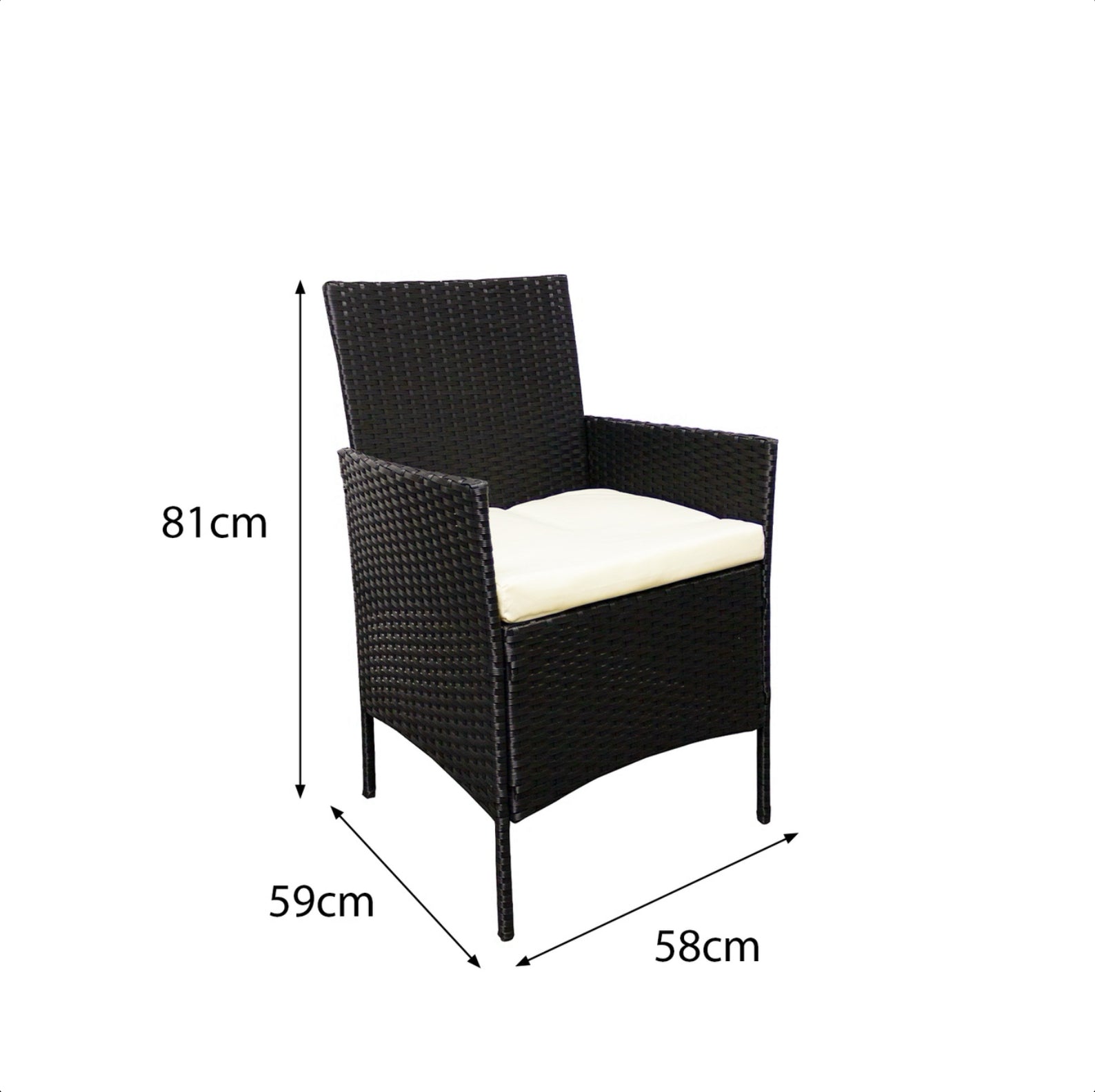 Oseasons Hawaii KD Rattan 2 Seat Tea for Two Set in Black