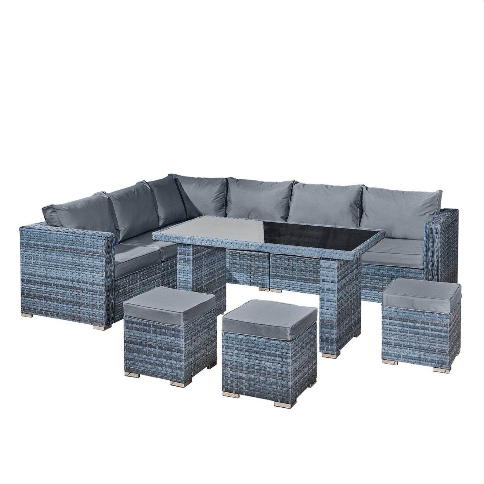 Oseasons Aruba Rattan 9 Seat Corner Dining Set in Ocean Grey