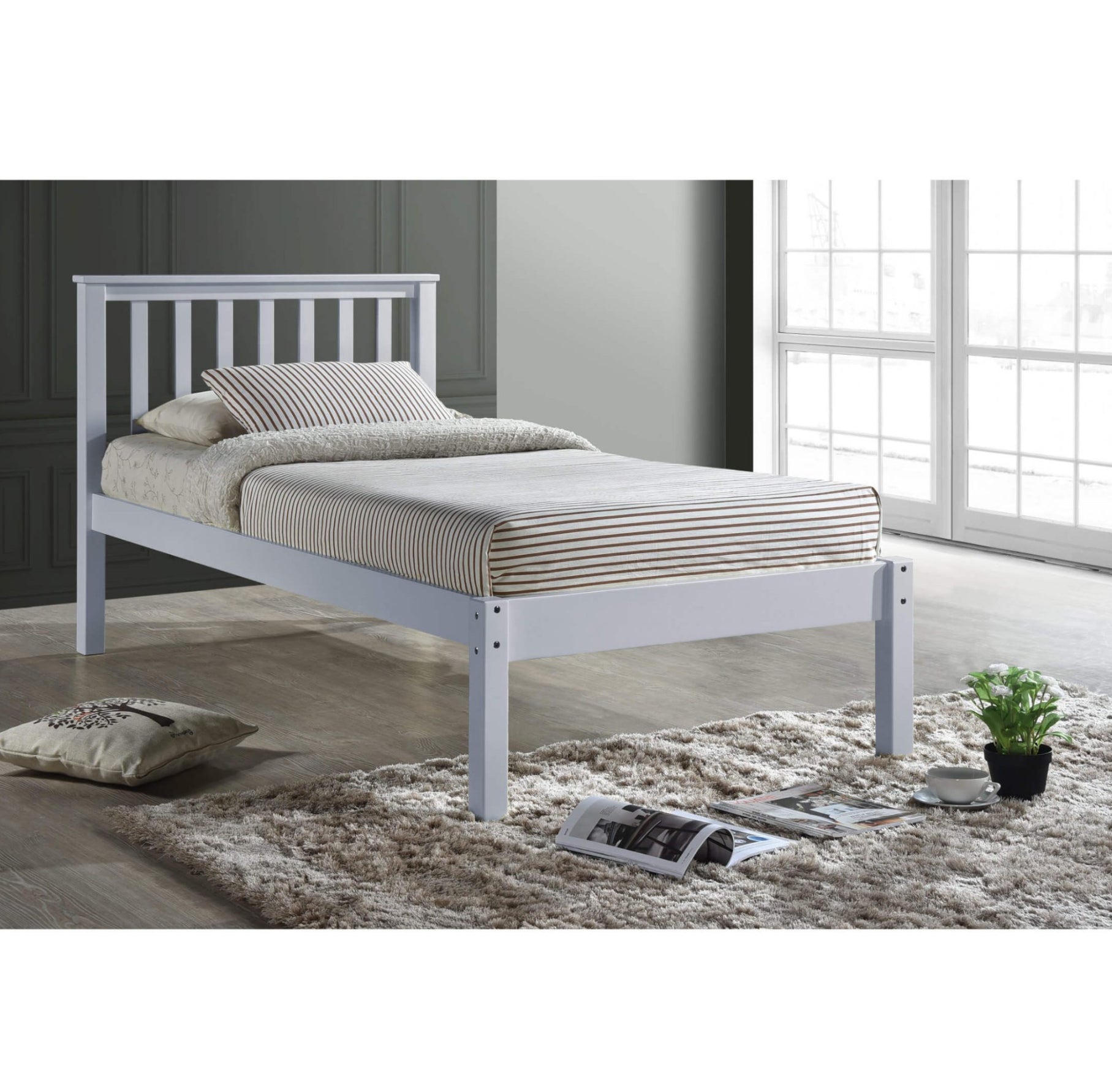 Otto Single Wooden Bed White