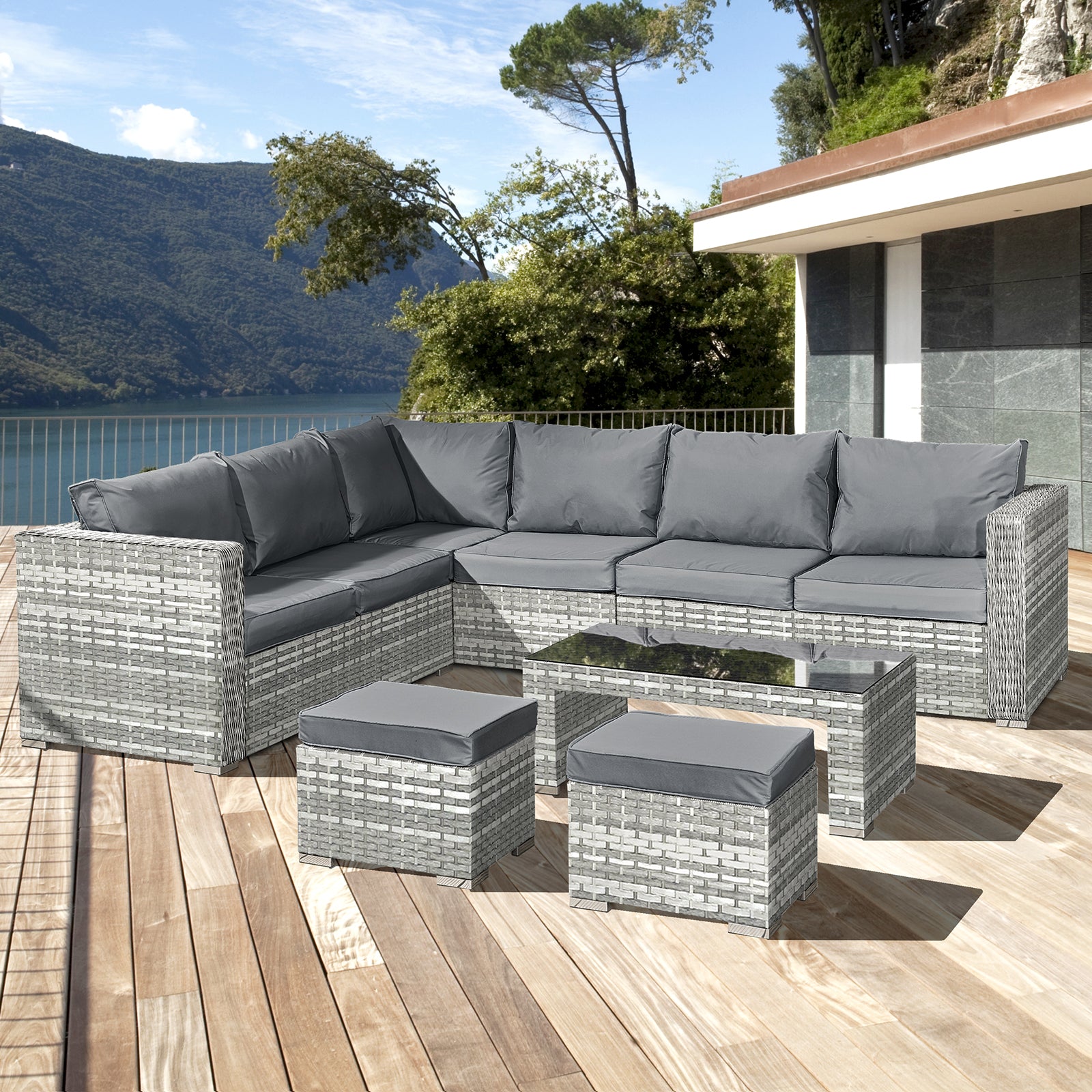 Oseasons Aruba Rattan 8 Seat Corner Set in Dove Grey