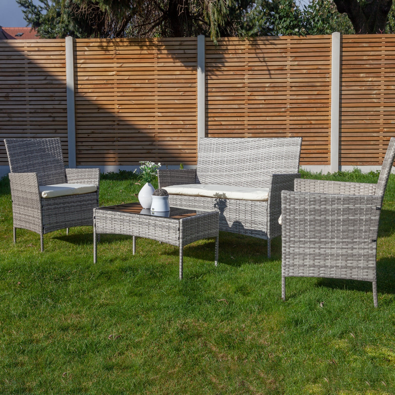 Oseasons Hawaii KD Rattan 4 Seat Lounge Set in Grey