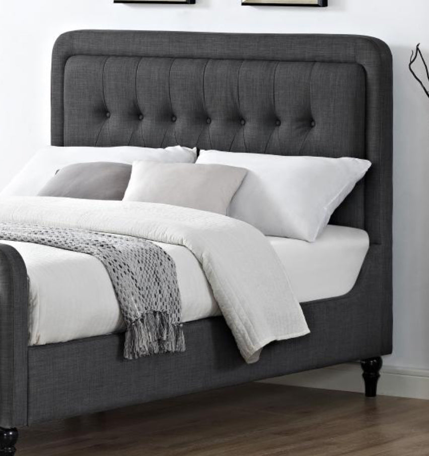 Tahiti Linen Fabric King Size Bed Grey