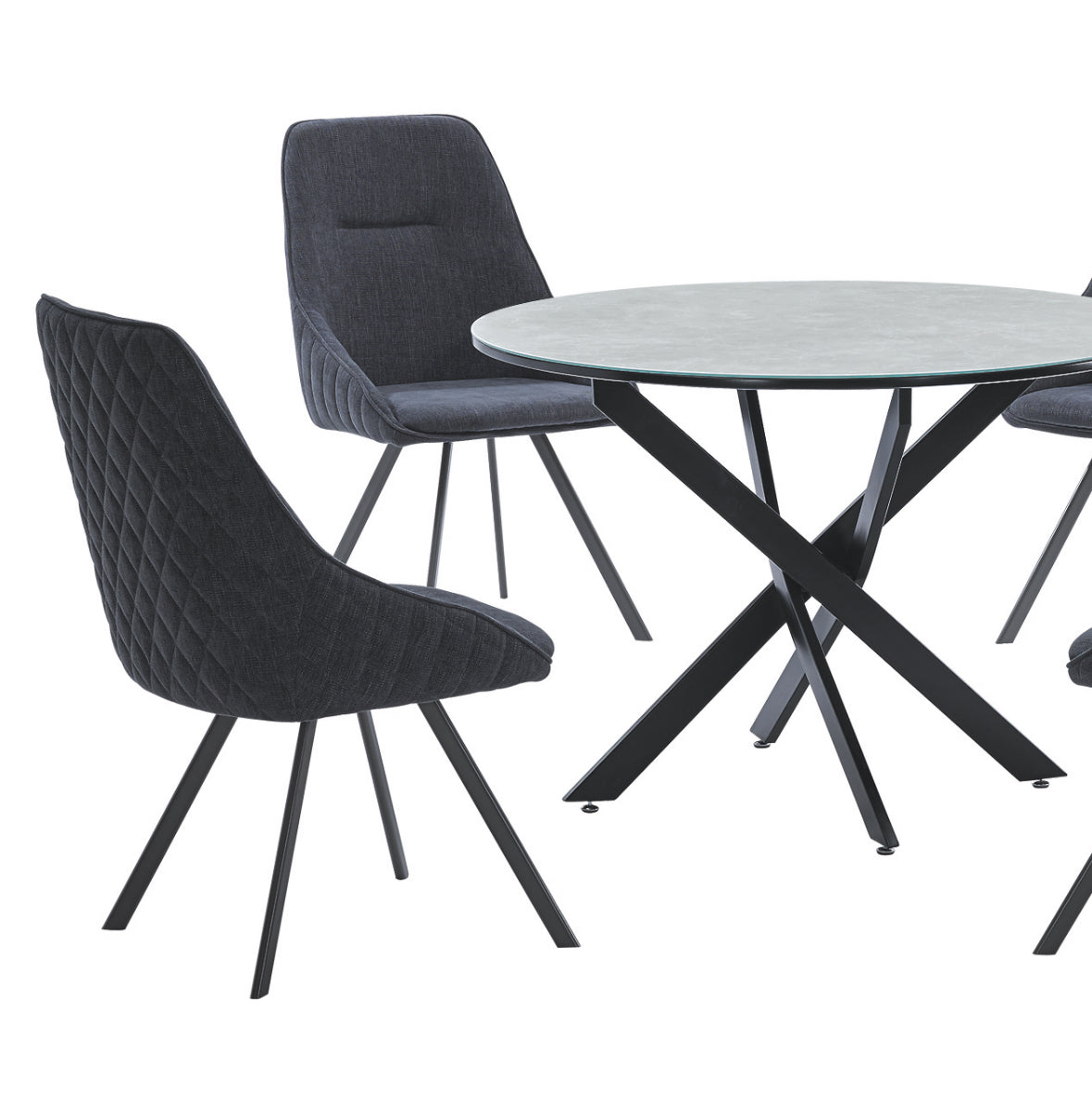 Ascot Linen Dining Chair Grey & Black Set Of 4