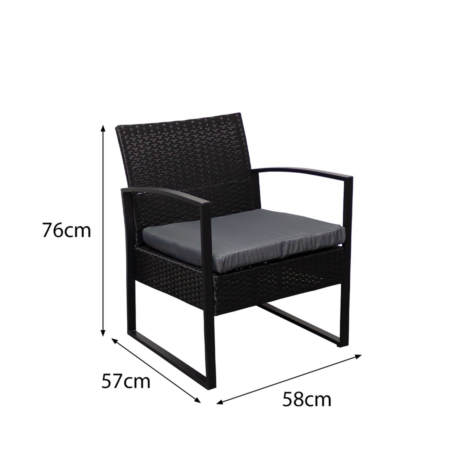 Oseasons Cumberland KD Rattan 2 Seat Tea for Two Set in Black