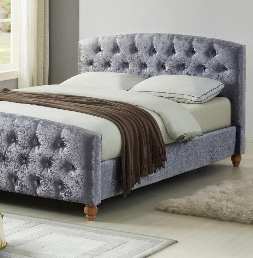 Millbrook Crushed Velvet King Size Bed Silver