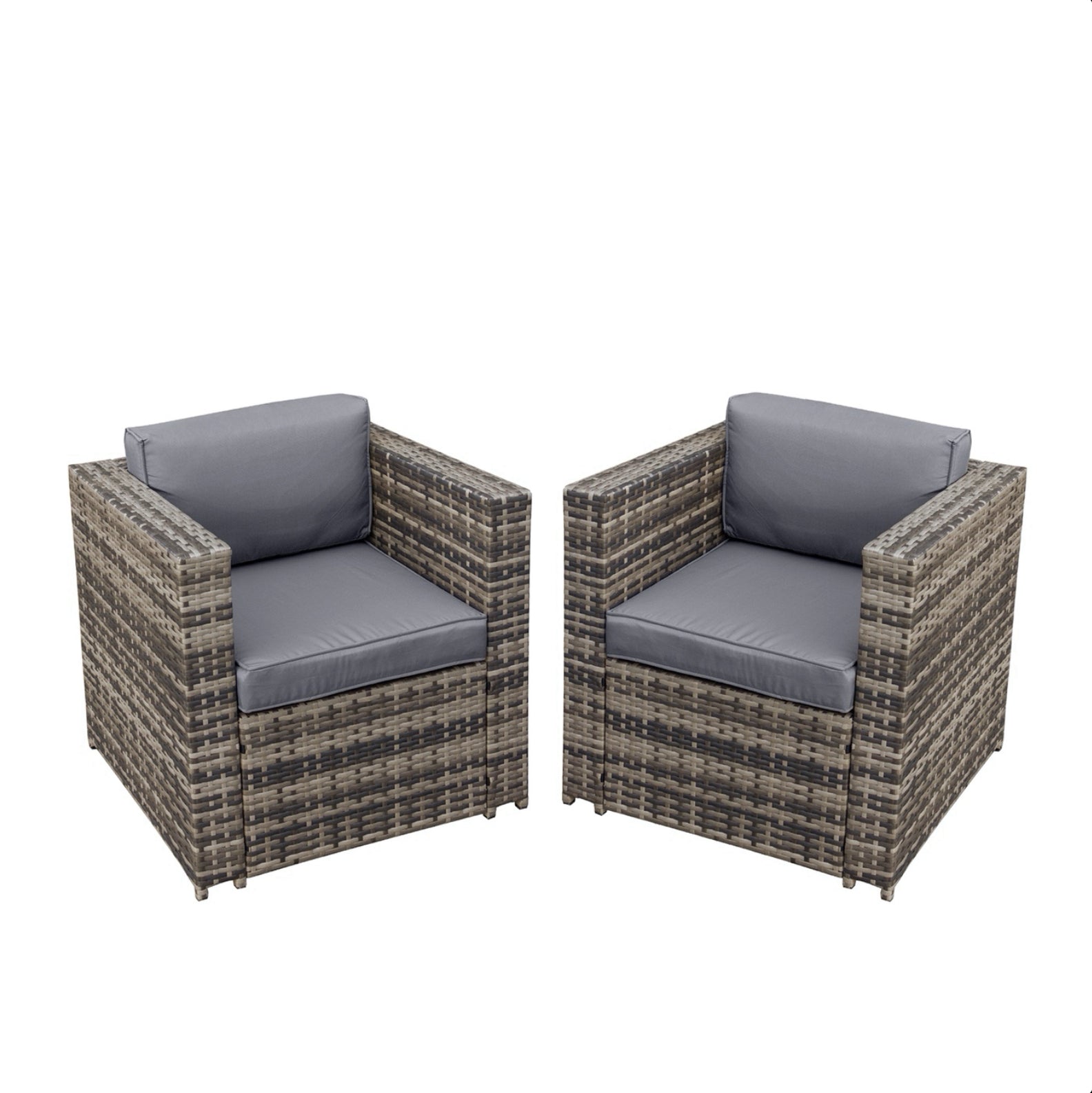 Oseasons Malta Rattan 2 Seat Twin Chair Set in Walnut Grey