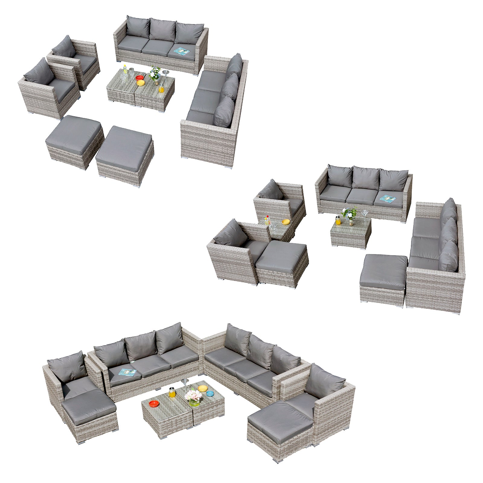 Oseasons Acorn Deluxe Rattan 10 Seat Modular Sofa Set in Dove Grey