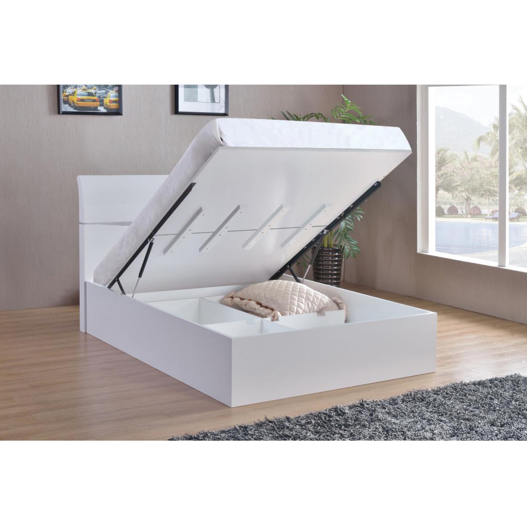 Arden High Gloss Storage Bed Double