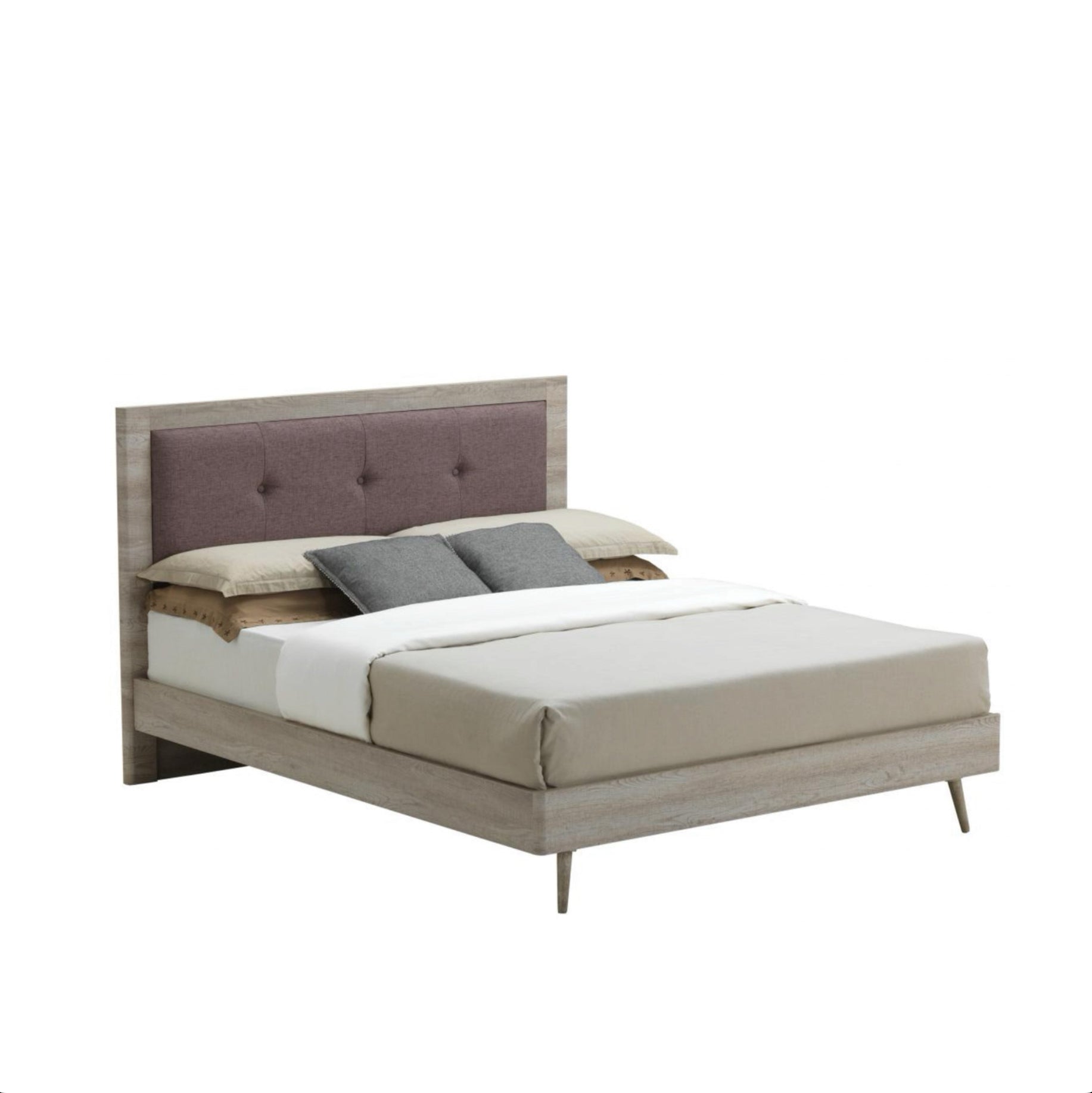 Belvoir Double Bed Grey Oak & Mocca Fabric