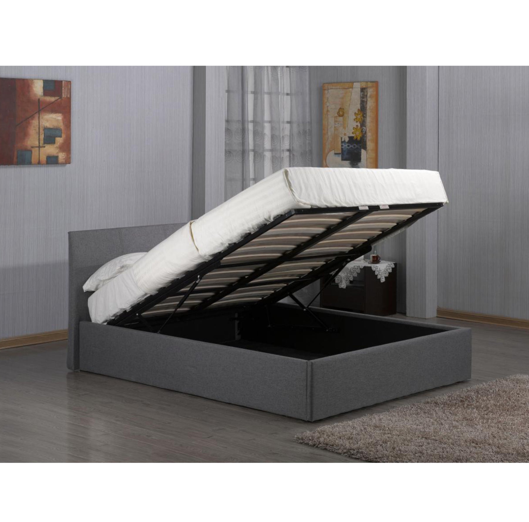 Fusion Fabric Storage 4 Foot Bed Grey