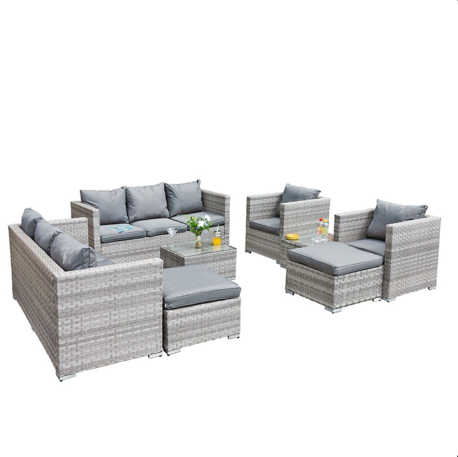 Oseasons Acorn Deluxe Rattan 10 Seat Modular Sofa Set in Dove Grey