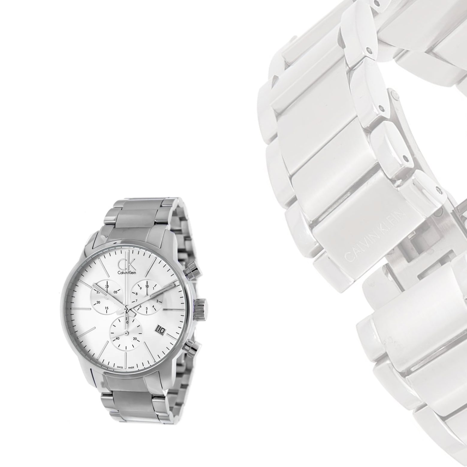 Calvin Klein City White Dial Silver Chronograph Men's Watch K2G27146