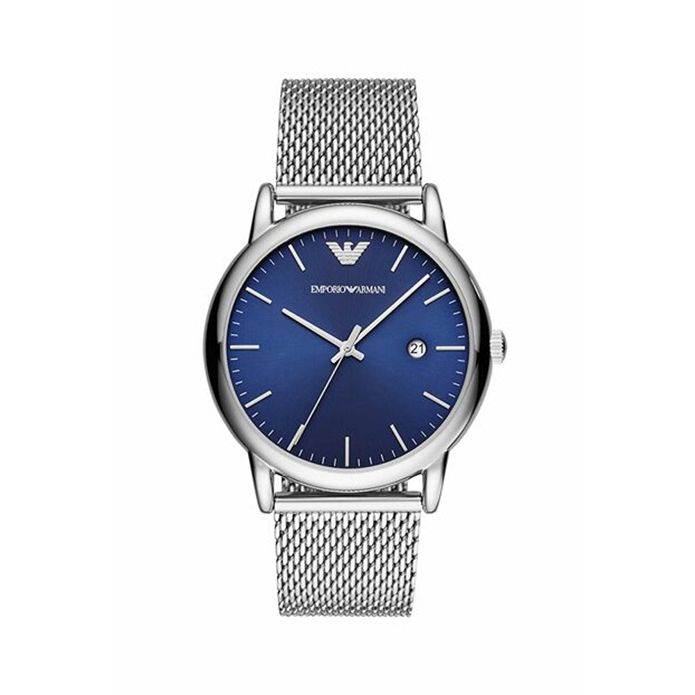 Emporio Armani Luigi Blue Dial Mesh Swiss Quartz Silver Men's Watch AR11230