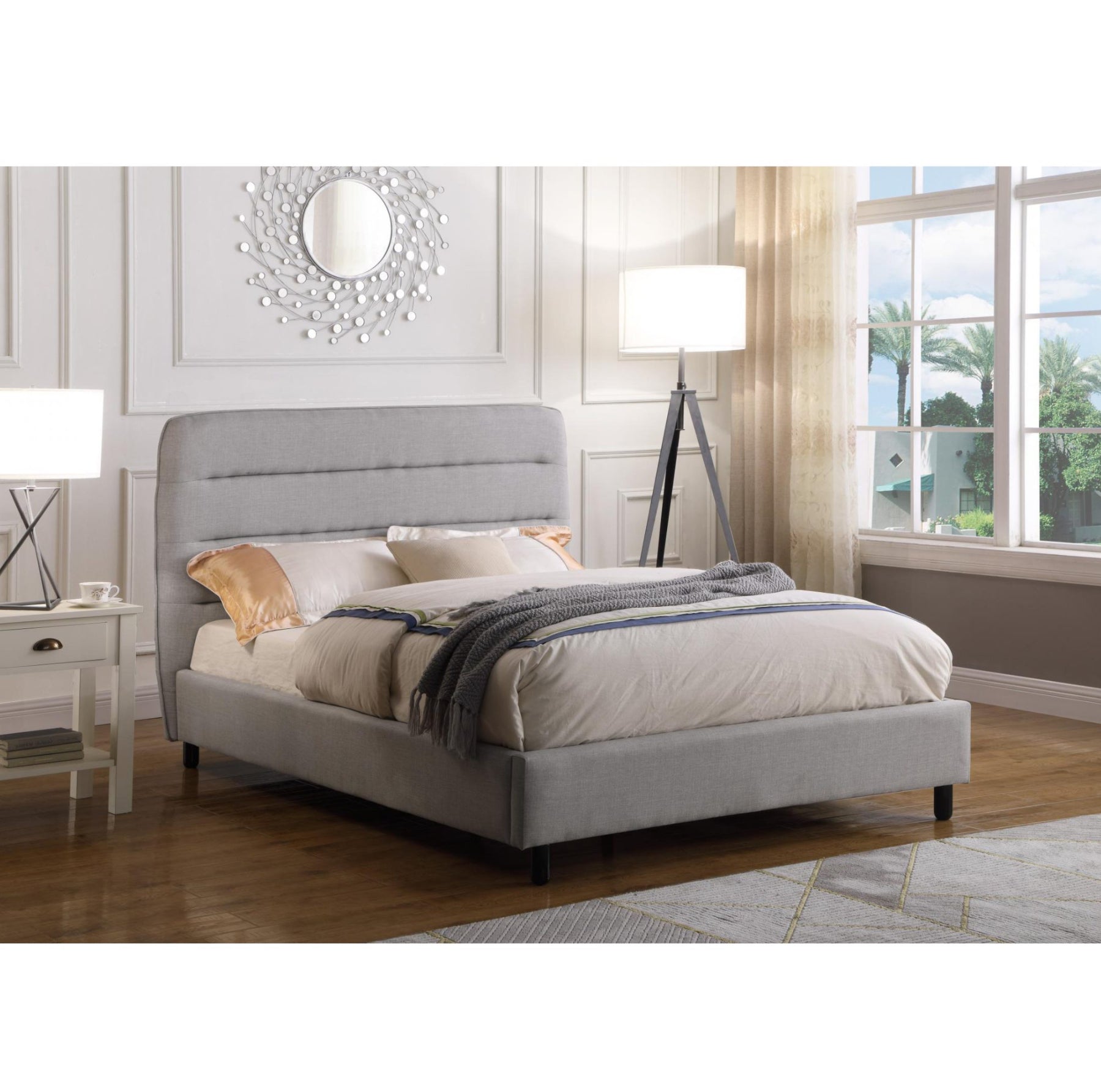 Malibu Velvet King Size Bed Light Grey