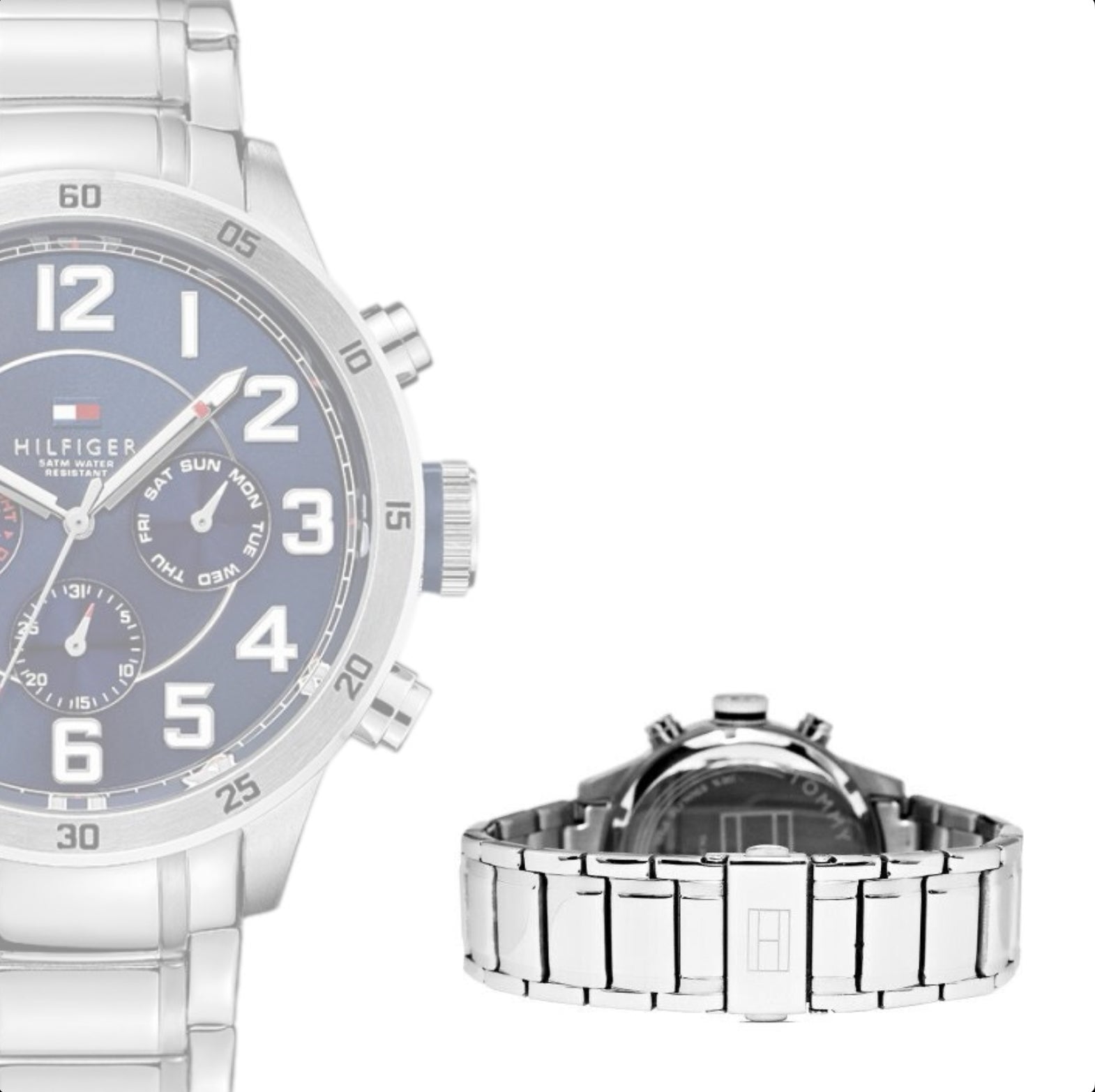 Tommy Hilfiger Silver Blue Dial Swiss Chronograph Men’s Watch 1791053