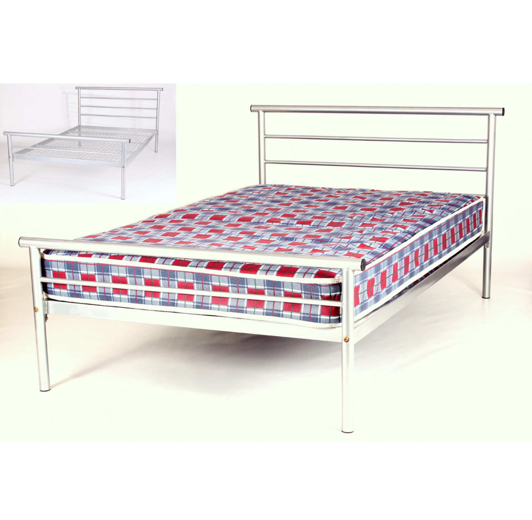 Hercules Contract Metal Bed 4 Foot Silver