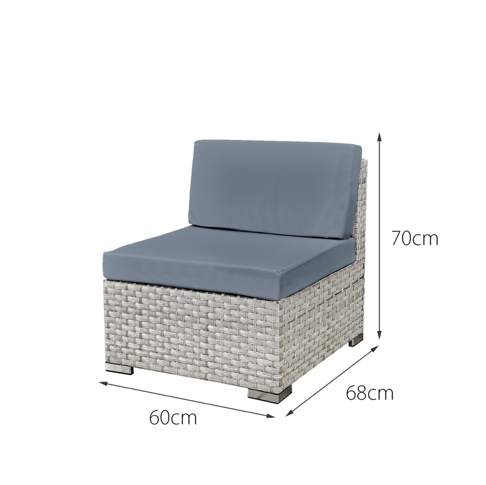 Oseasons Trinidad Rattan 4 Seat Modular Chaise Lounge Set in Dove Grey