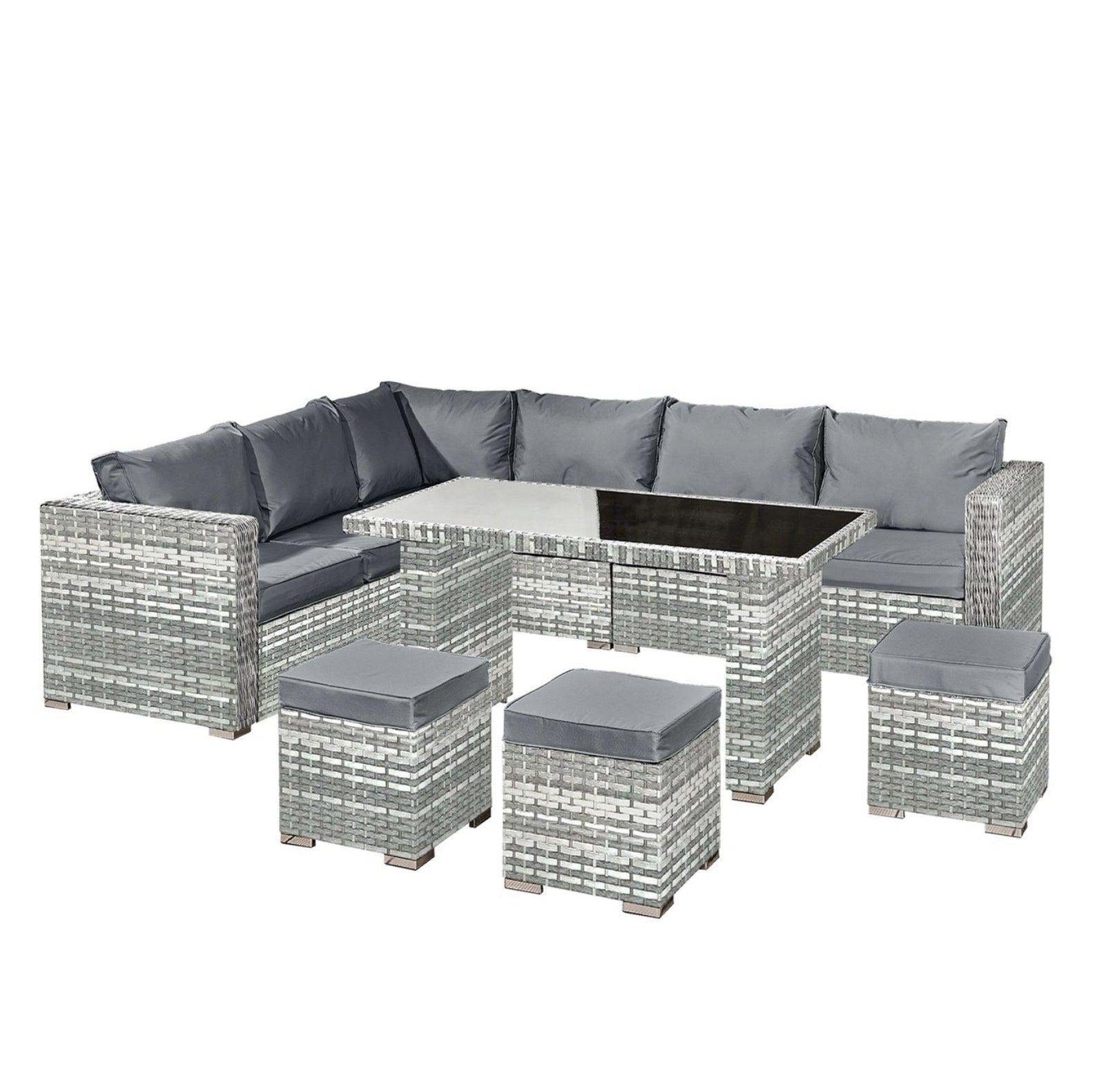 Oseasons Aruba Rattan 9 Seat Corner Dining Set in Dove Grey