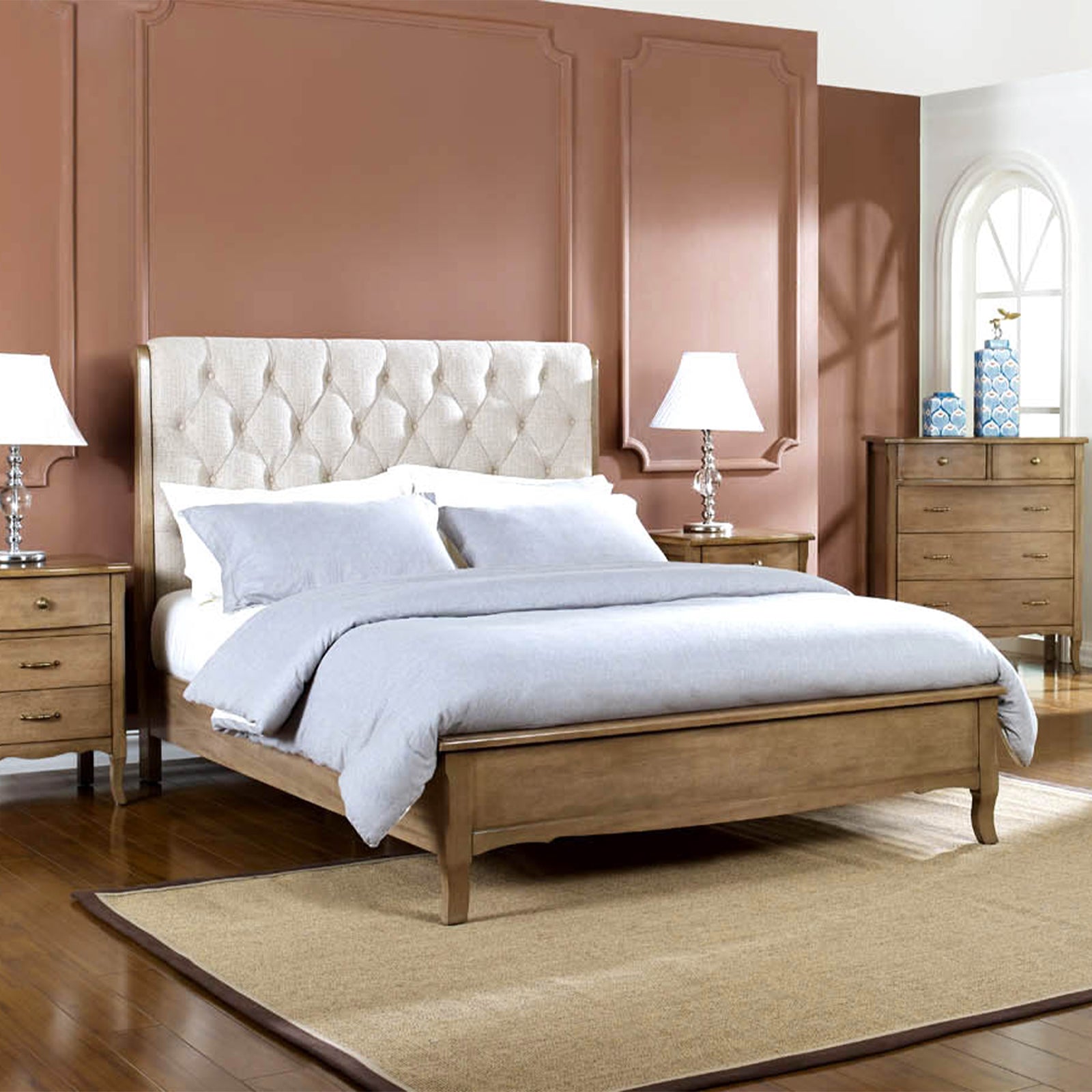 Limoge Skylar Double Bed in Weathered Oak