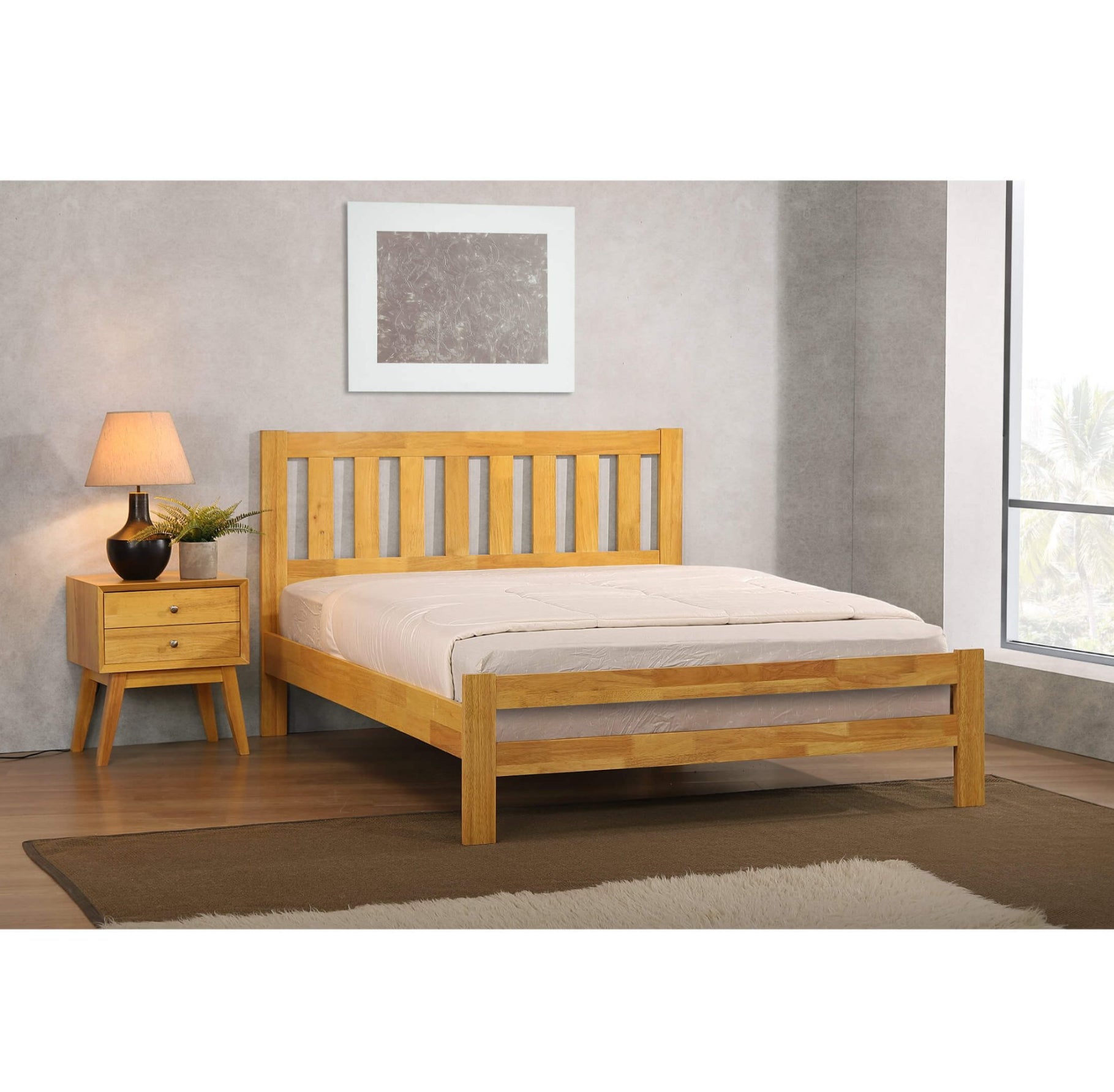 Kempton 4Foot Bed Solid Hardwood Natural Oak