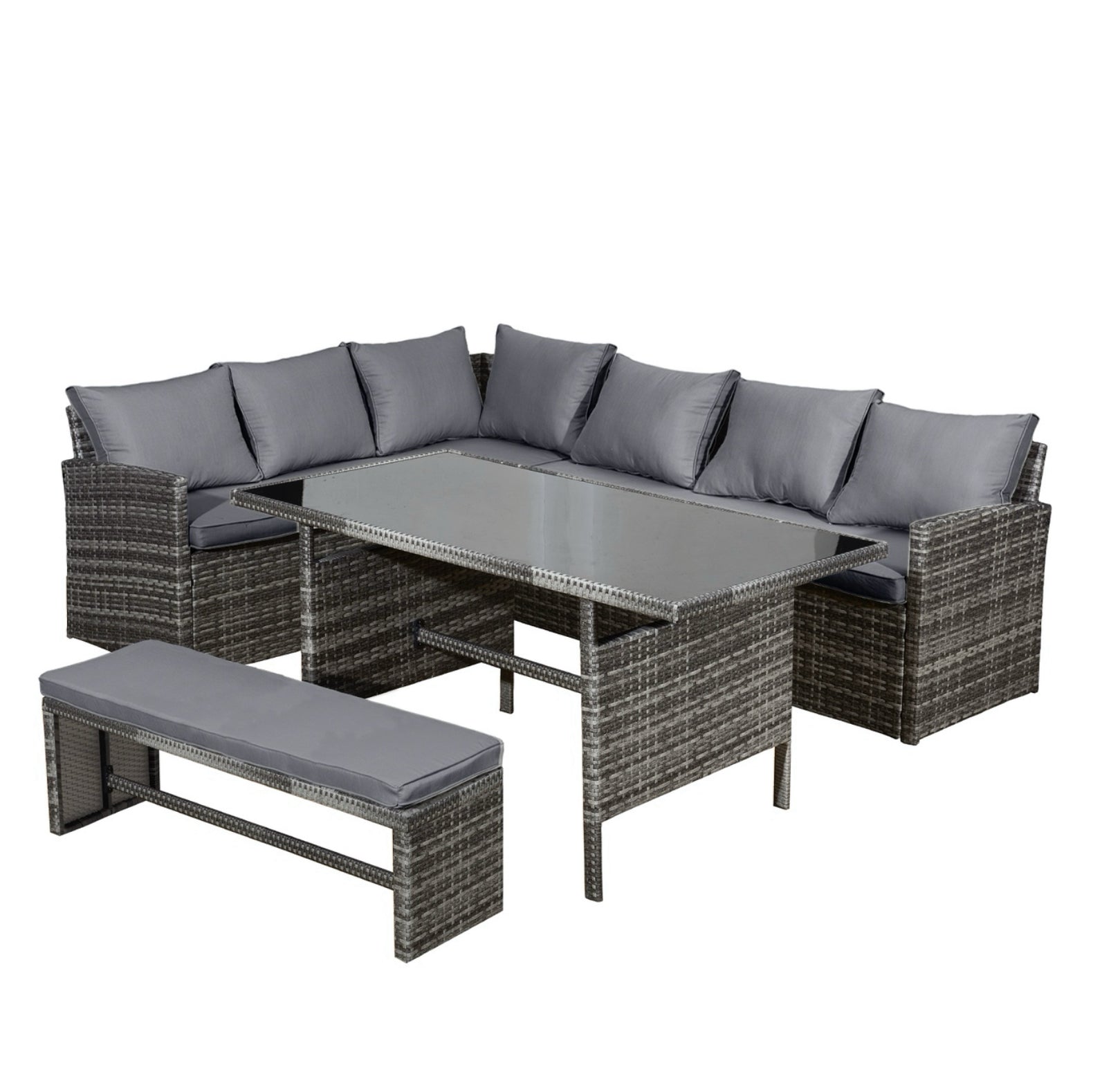 Oseasons Fiji Rattan 8 Seat Corner Dining Set in Pewter Grey